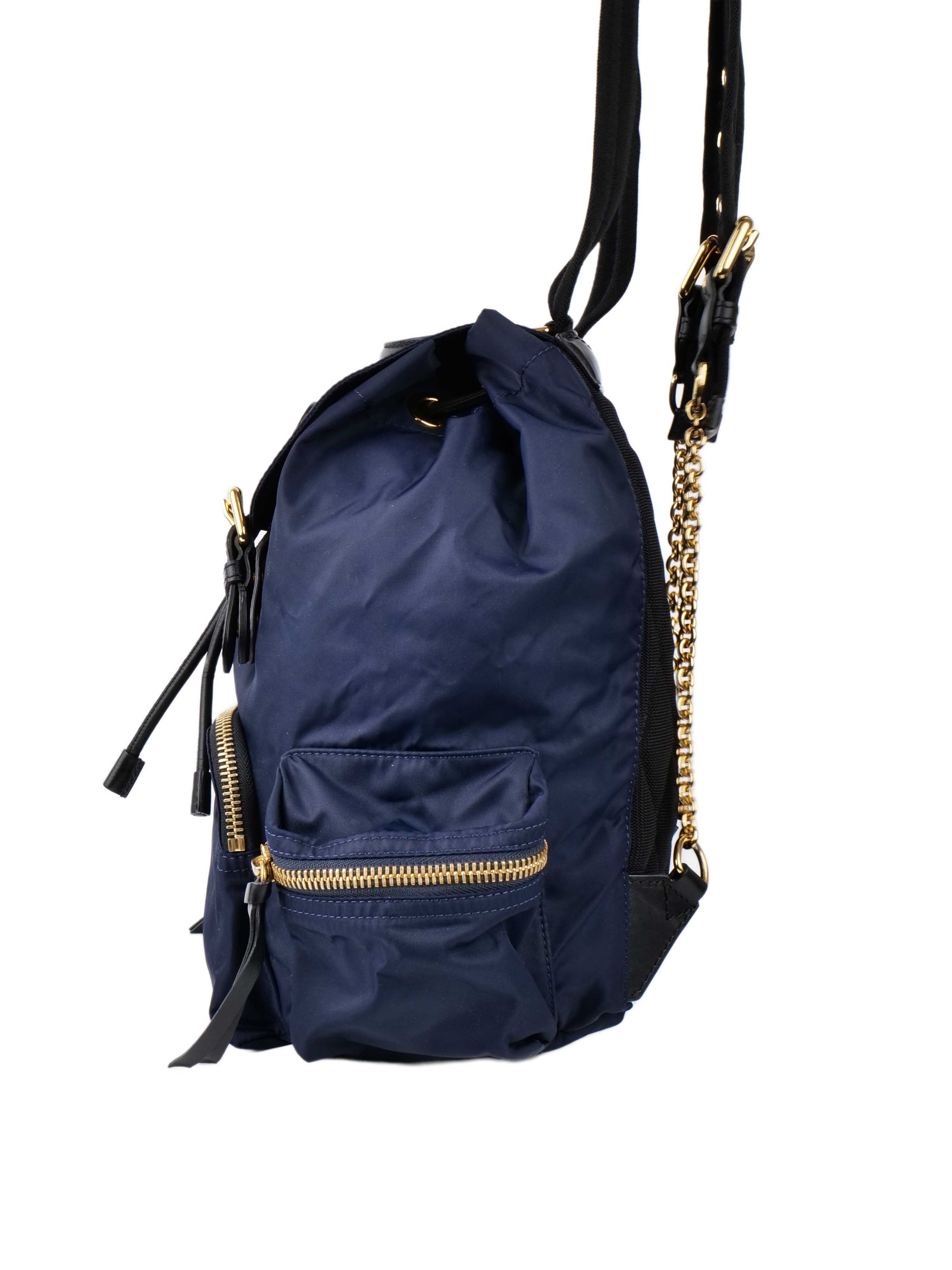 Burberry Navy Nylon Backpack.
