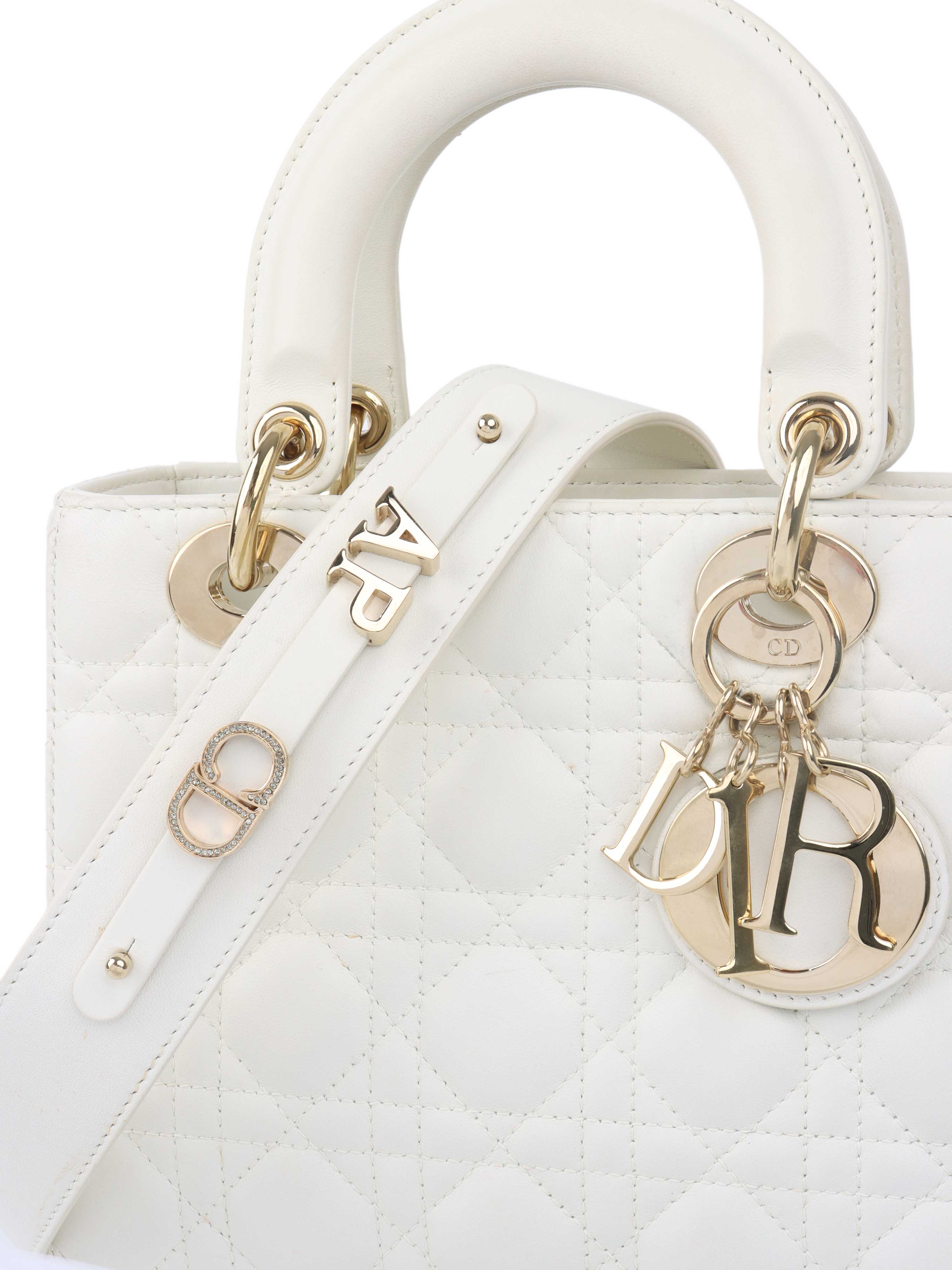 Dior White Small Lady Dior Bag GHW.