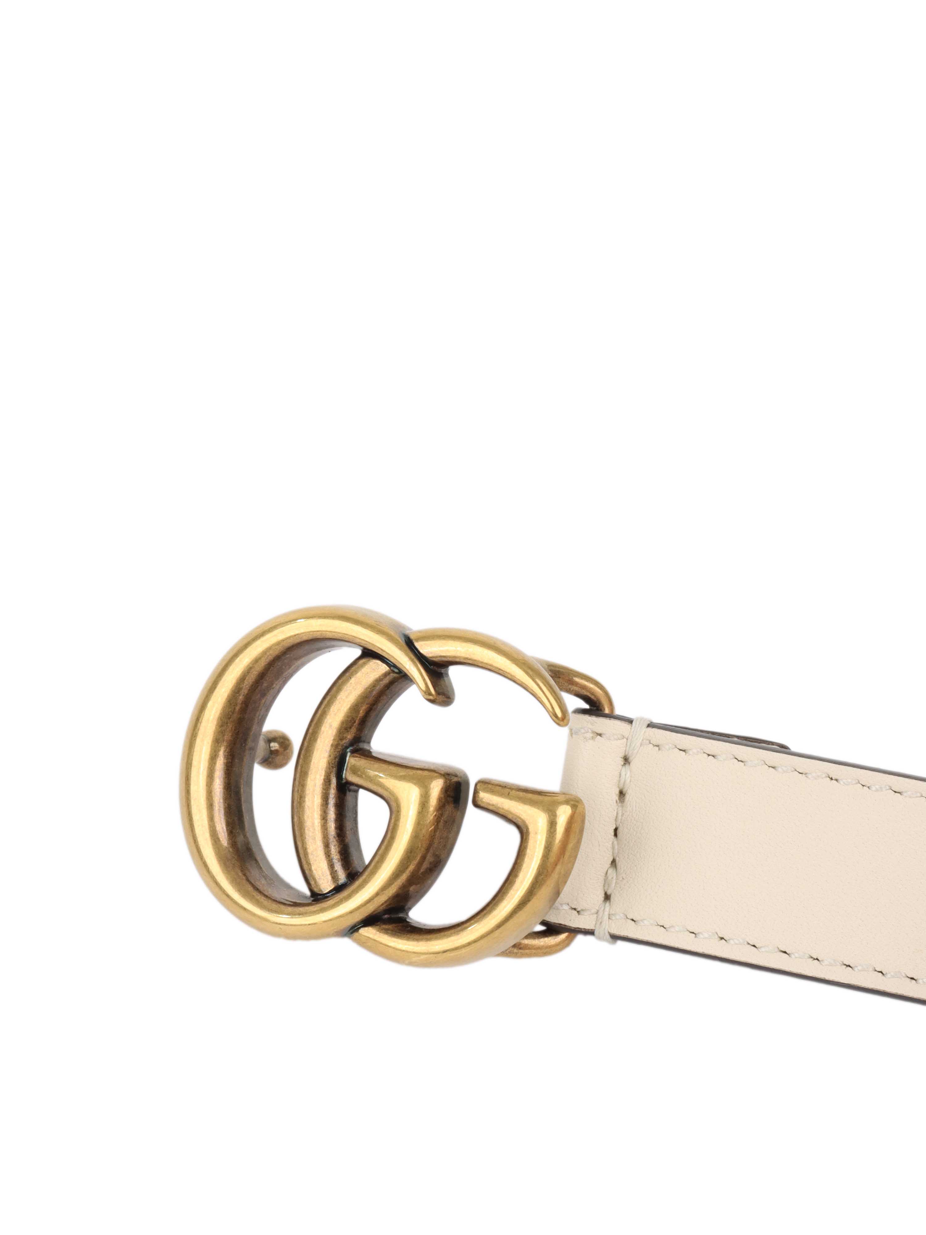 Gucci White Marmont thin belt 90cm.