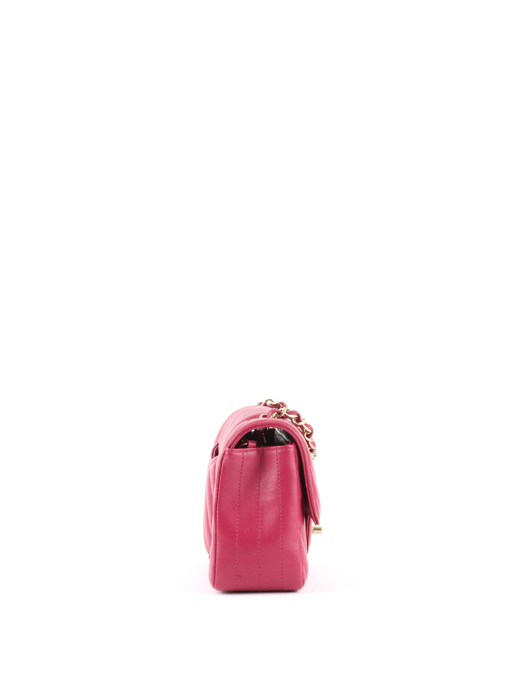 Chanel Dark Pink Lambskin Chevron Mini Flap Bag LGHW.