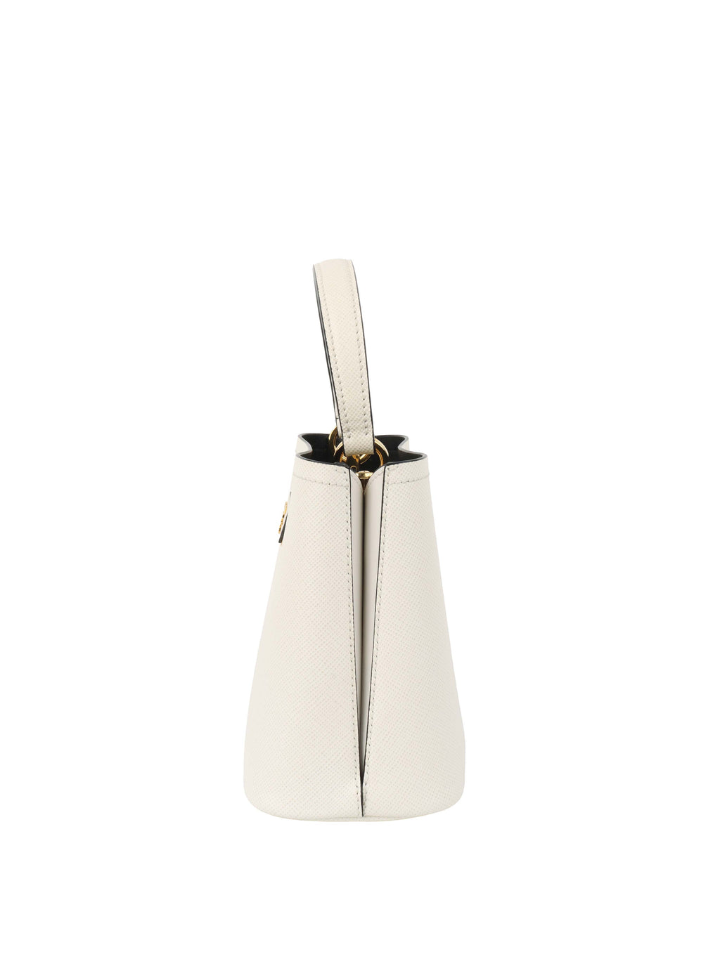 Prada Small Saffiano White Panier Bag.