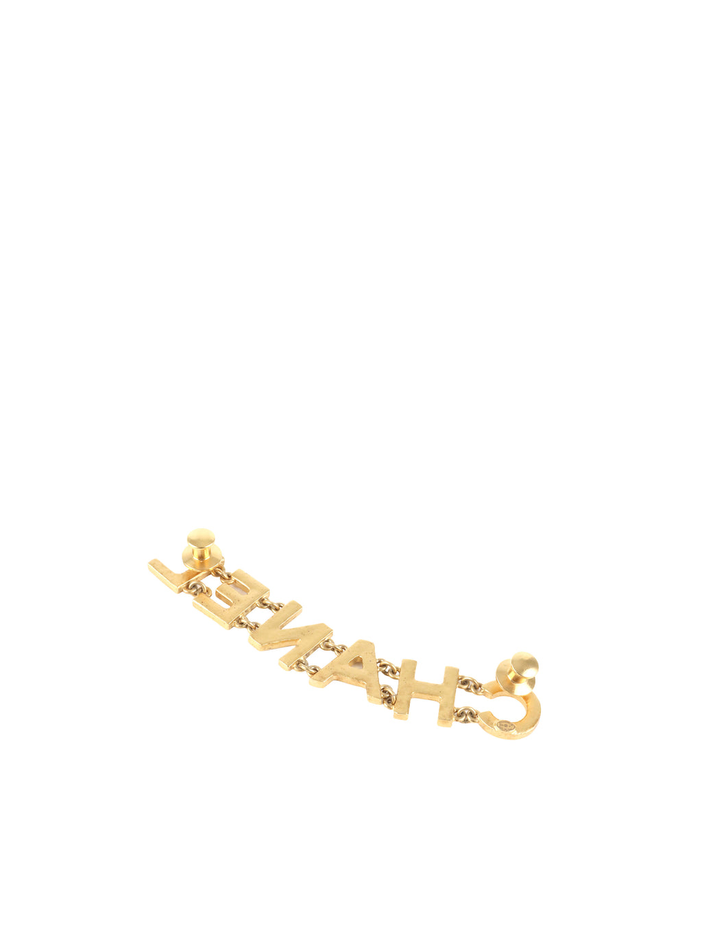 Chanel Gold Crystal Logo Brooch