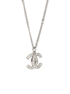 Chanel Silver Crystal CC Long Necklace