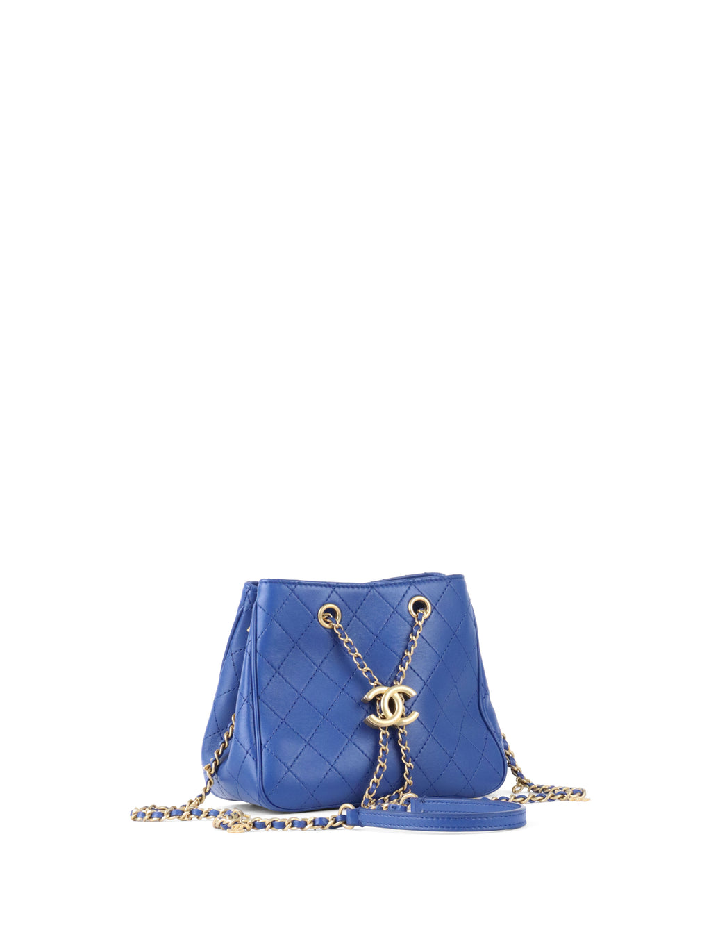 Chanel Blue Egyptian Amulet Drawstring Bucket Bag