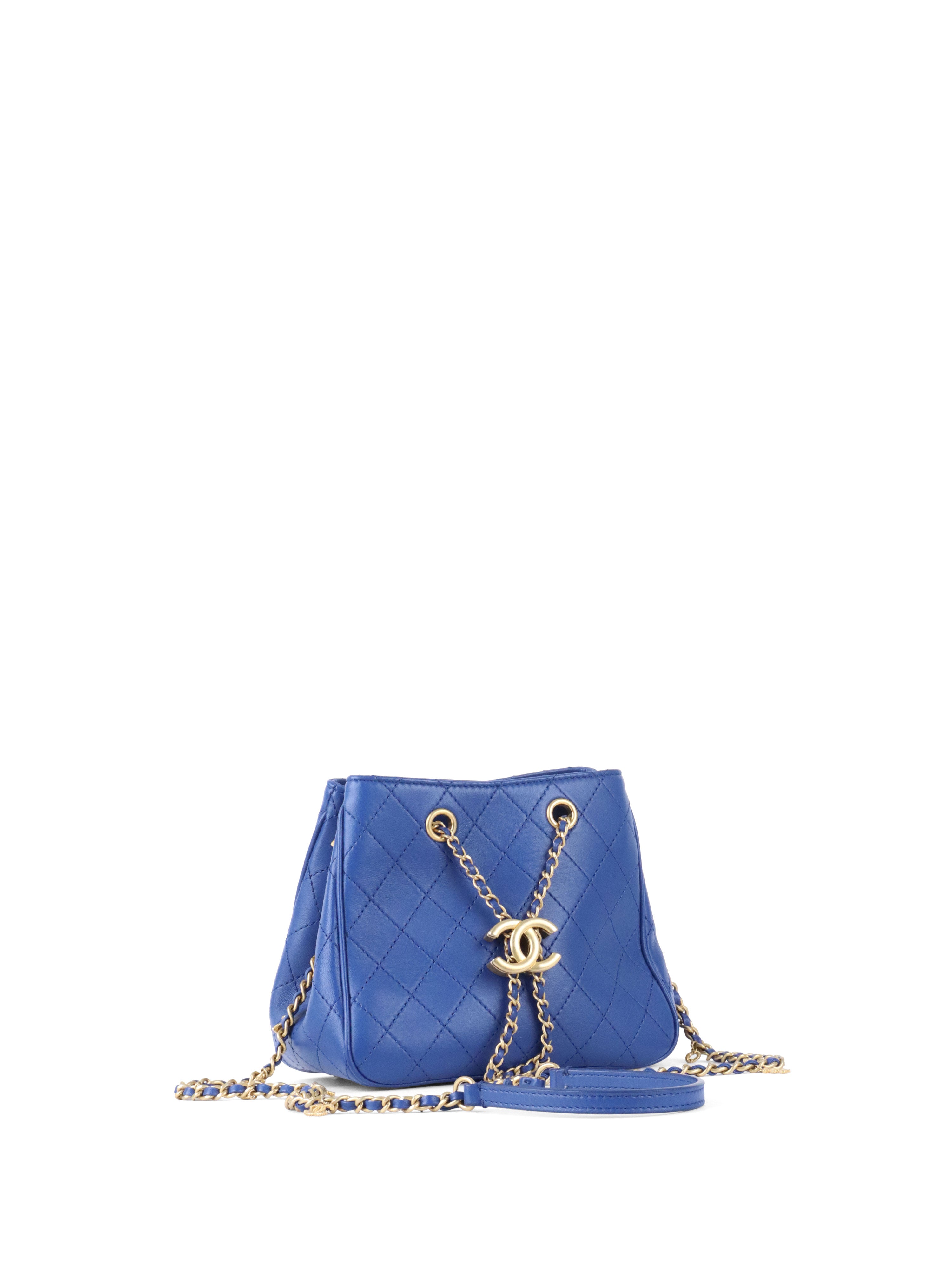 Chanel Blue Egyptian Amulet Drawstring Bucket Bag