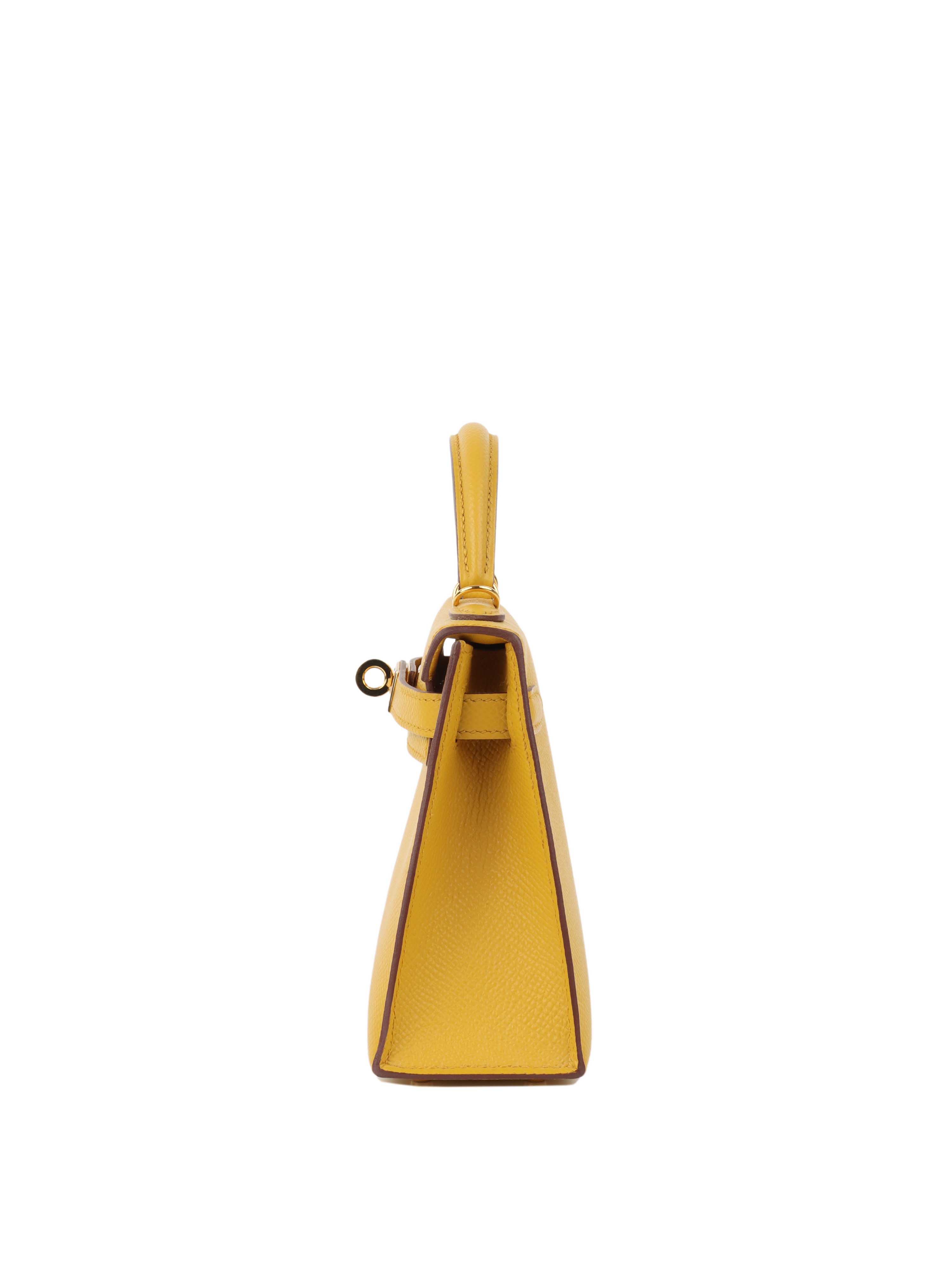 Hermes 9D Jaune Amber Mini Kelly II Epsom GHW