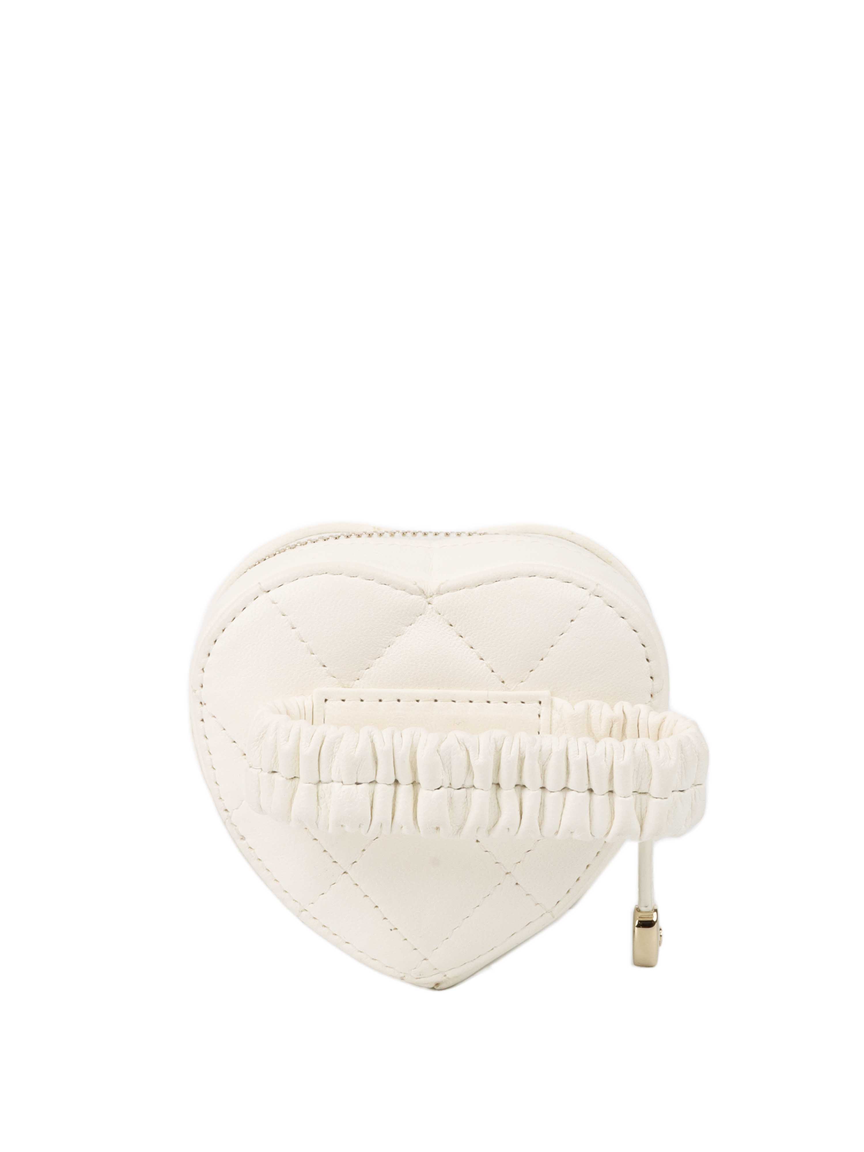 Chanel White Heart Coin Purse.