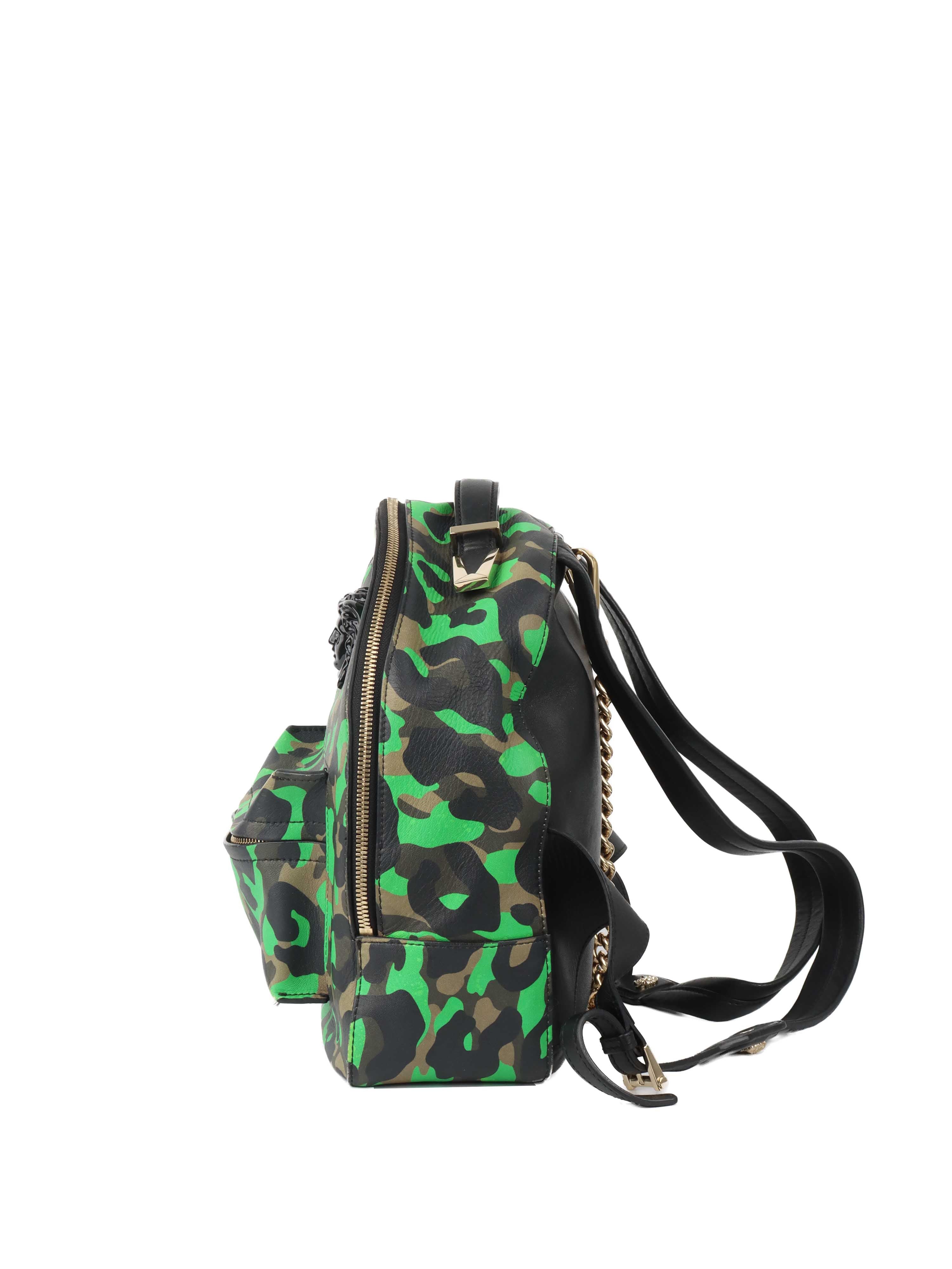 Versace Black and Green Medusa Backpack