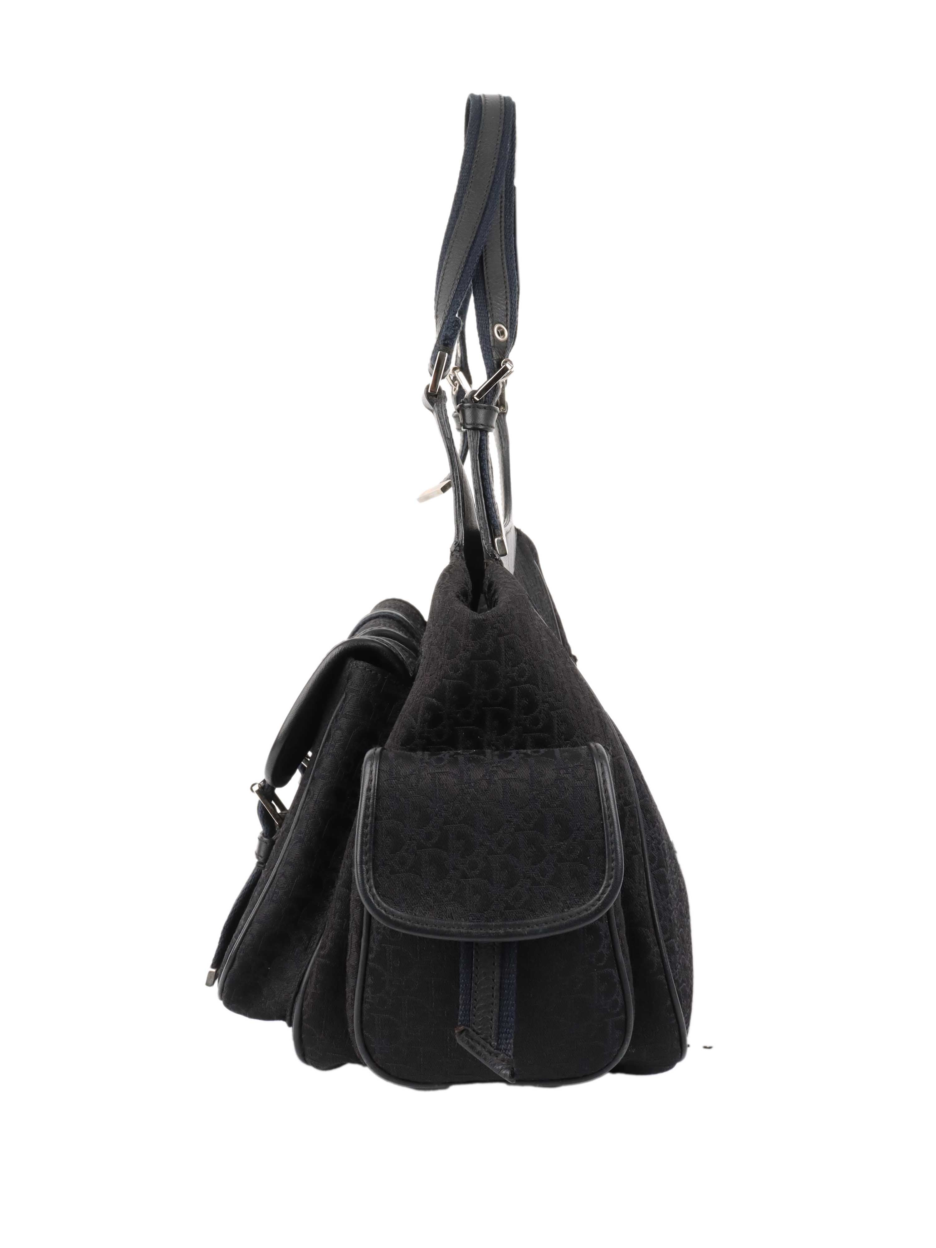 Dior Black Vintage Canvas Pocket Bag.