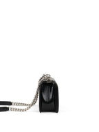 Chanel Black Crinkled Patent with Diamond Quilted Lock Medium Boy Bag