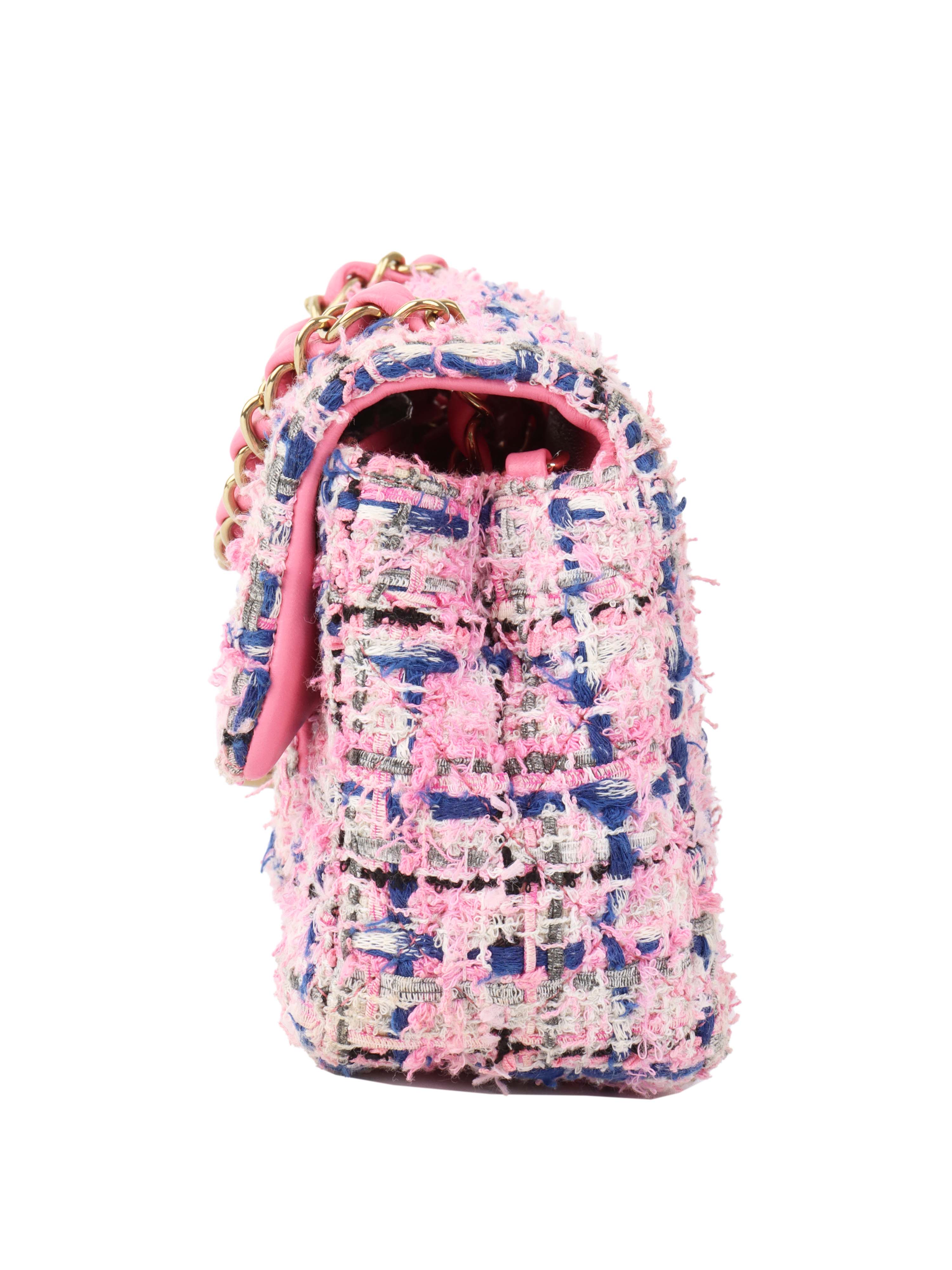 Chanel Pink & Blue Tweed Mini Rectangular Classic Flap. – Votre Luxe