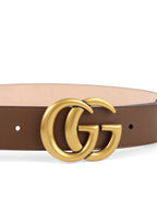 Gucci Ebony & Brown Leather GG Marmont Buckle Belt