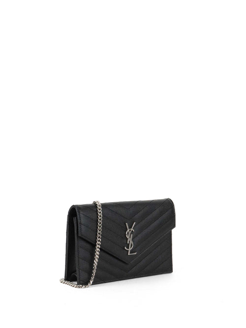 Saint Laurent Black Cassandre Envelope Chain Wallet