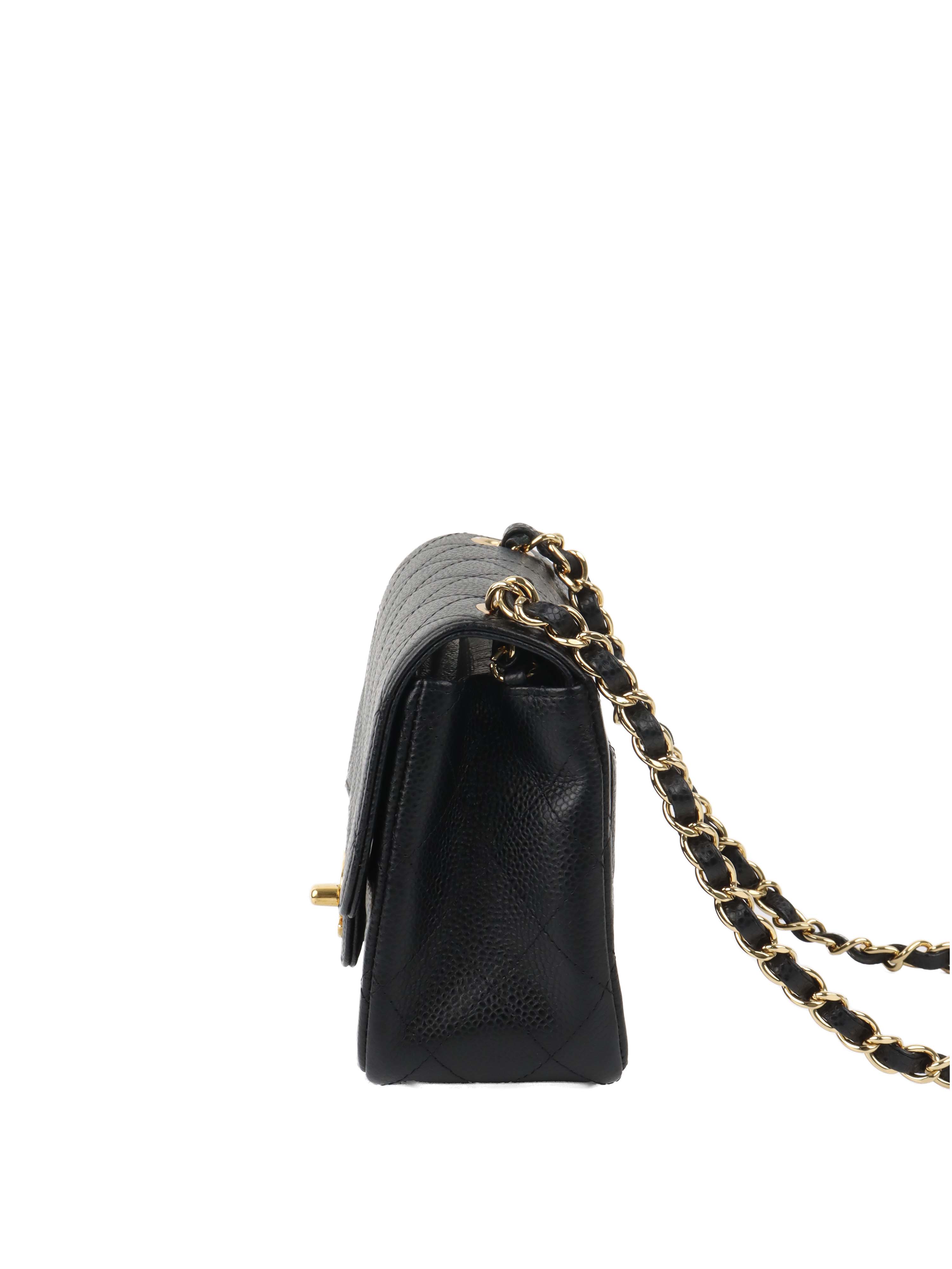 Chanel Black Mini Caviar Square Flap Bag.