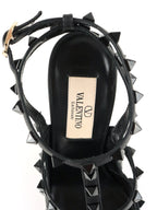 Valentino All Black Rockstud Ankle Strap Pump.