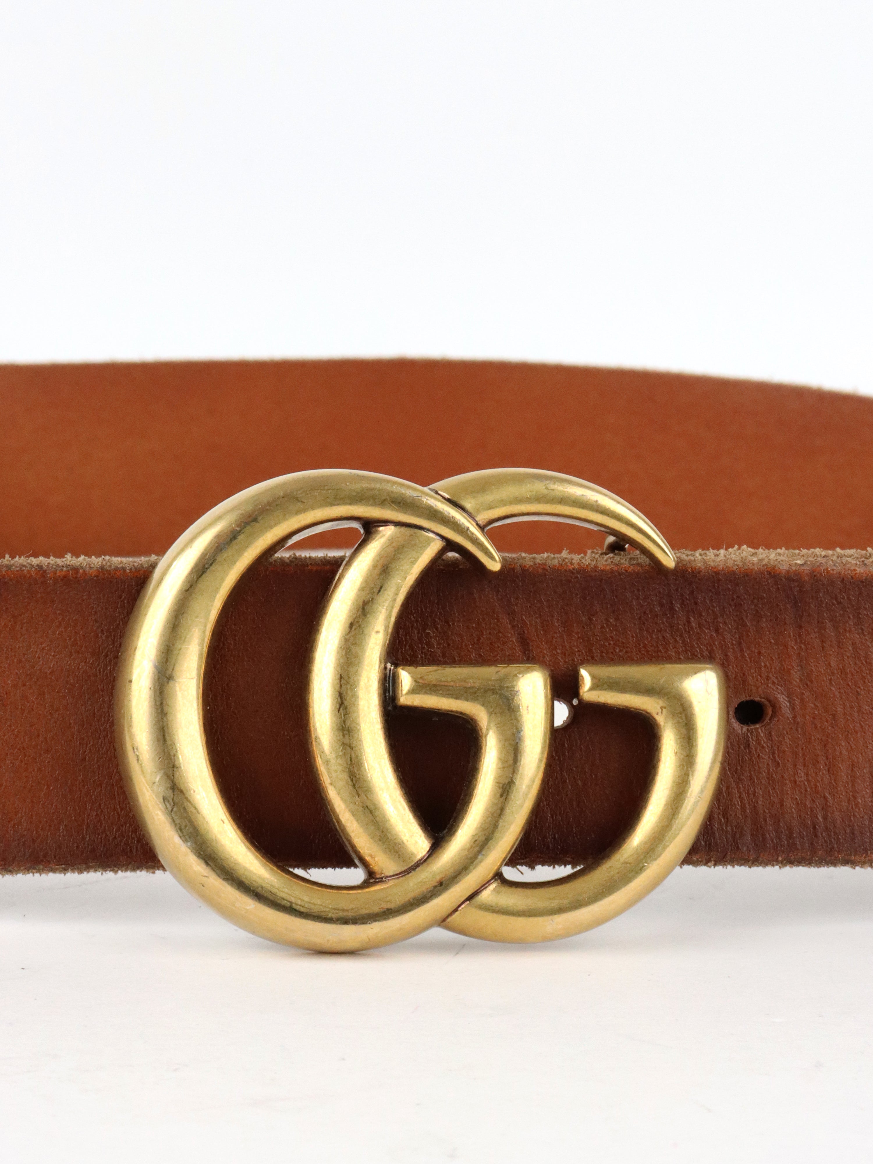 Gucci Brown Faded GG Marmont Wide Belt size 95