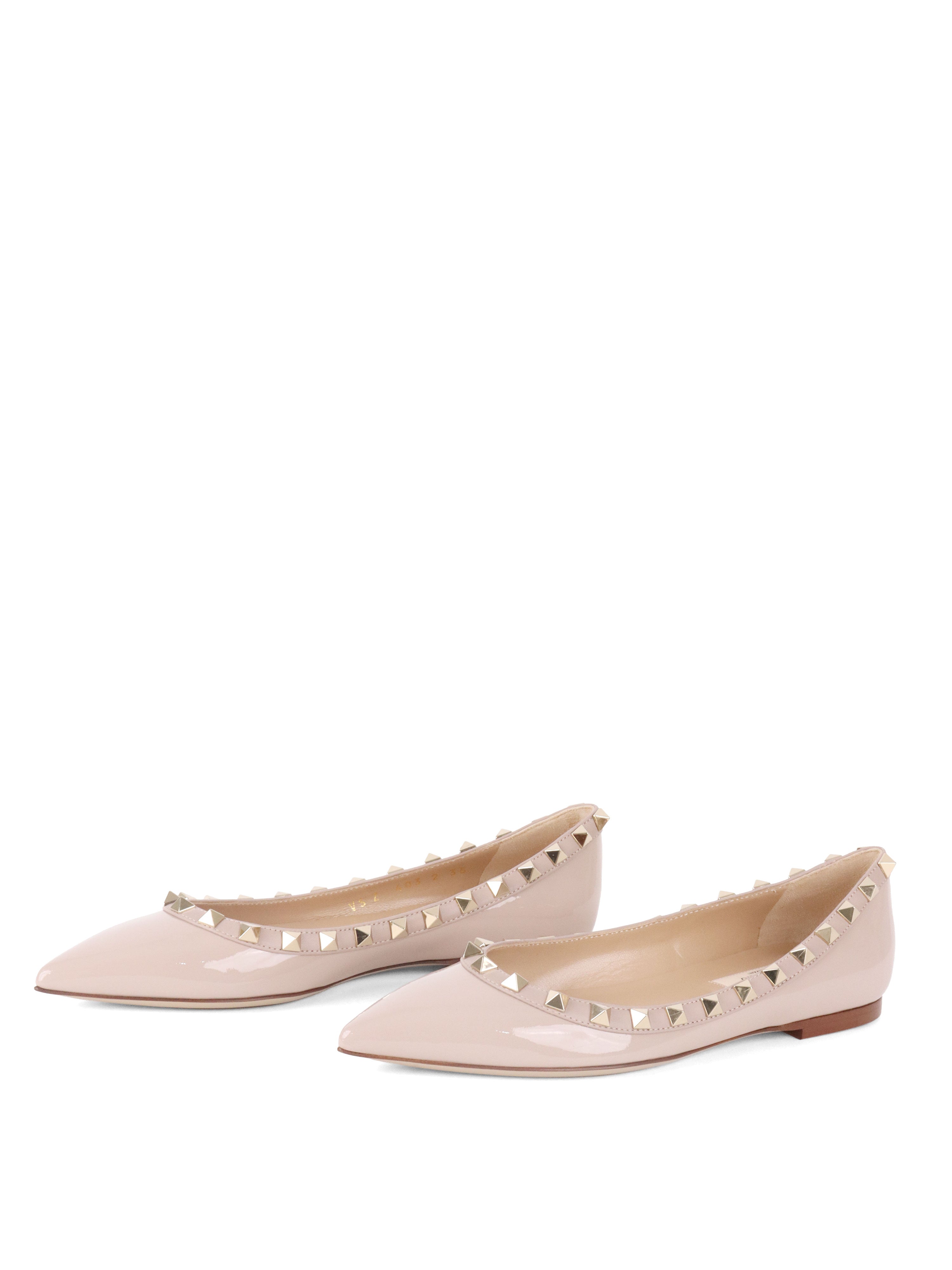 Valentino Poudre Patent Rockstud Leather Ballet Flats
