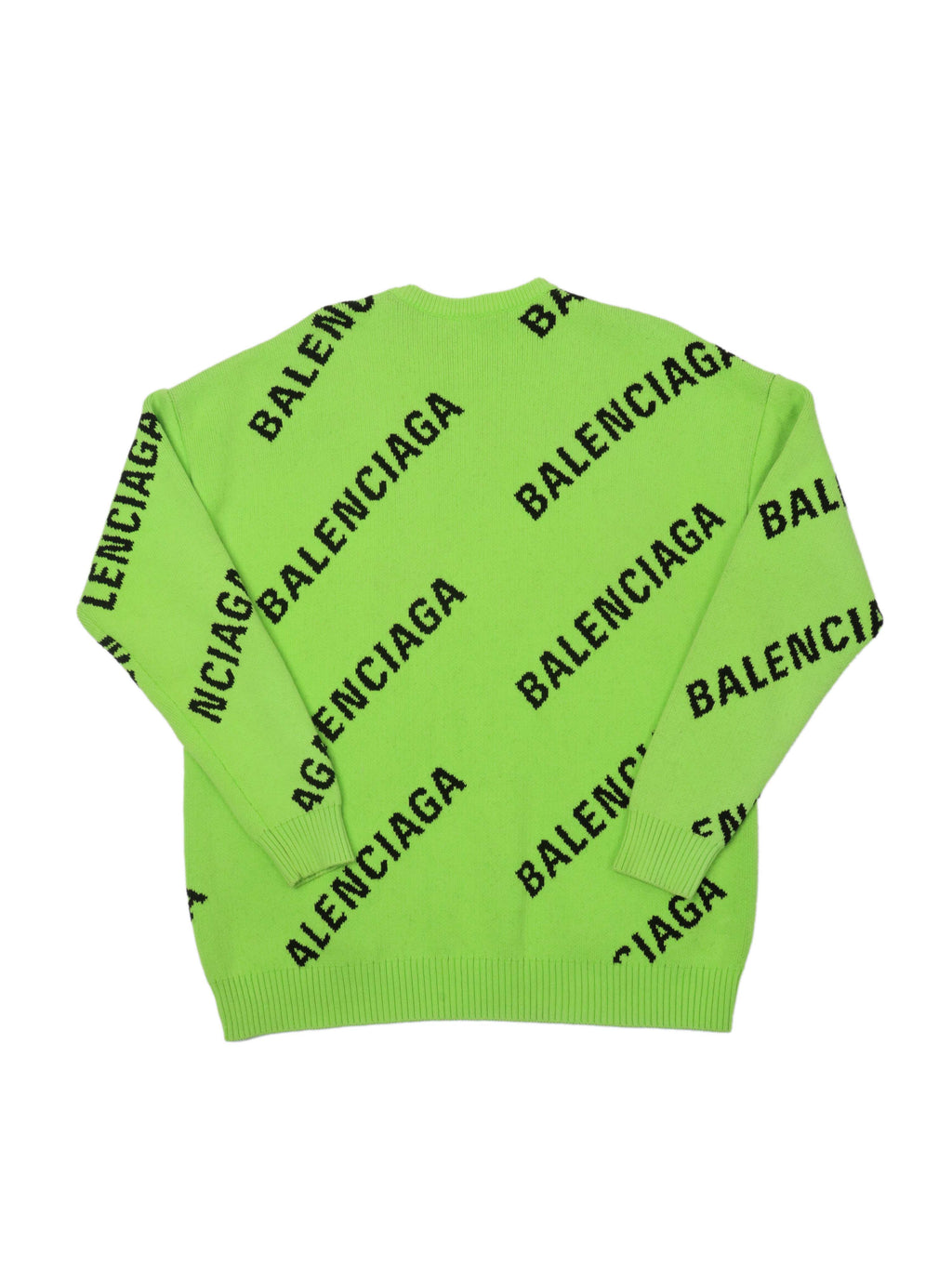 Balenciaga Green & Black Wool Logo Sweater.