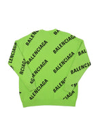 Balenciaga Green & Black Wool Logo Sweater.