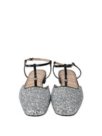 Gucci Silver Glitter Double G Ballet Flats.