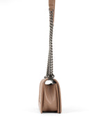 Chanel Dark Beige Chevron Old Medium Caviar Boy Bag