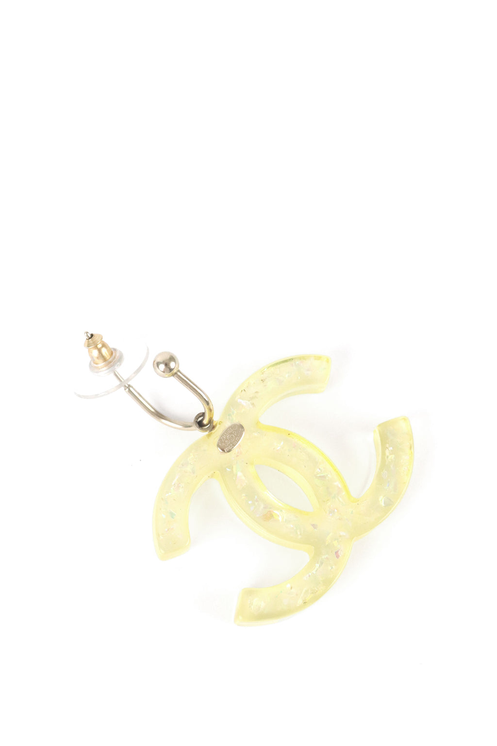 Chanel CC Yellow Resin and Glitter Dangle Earring