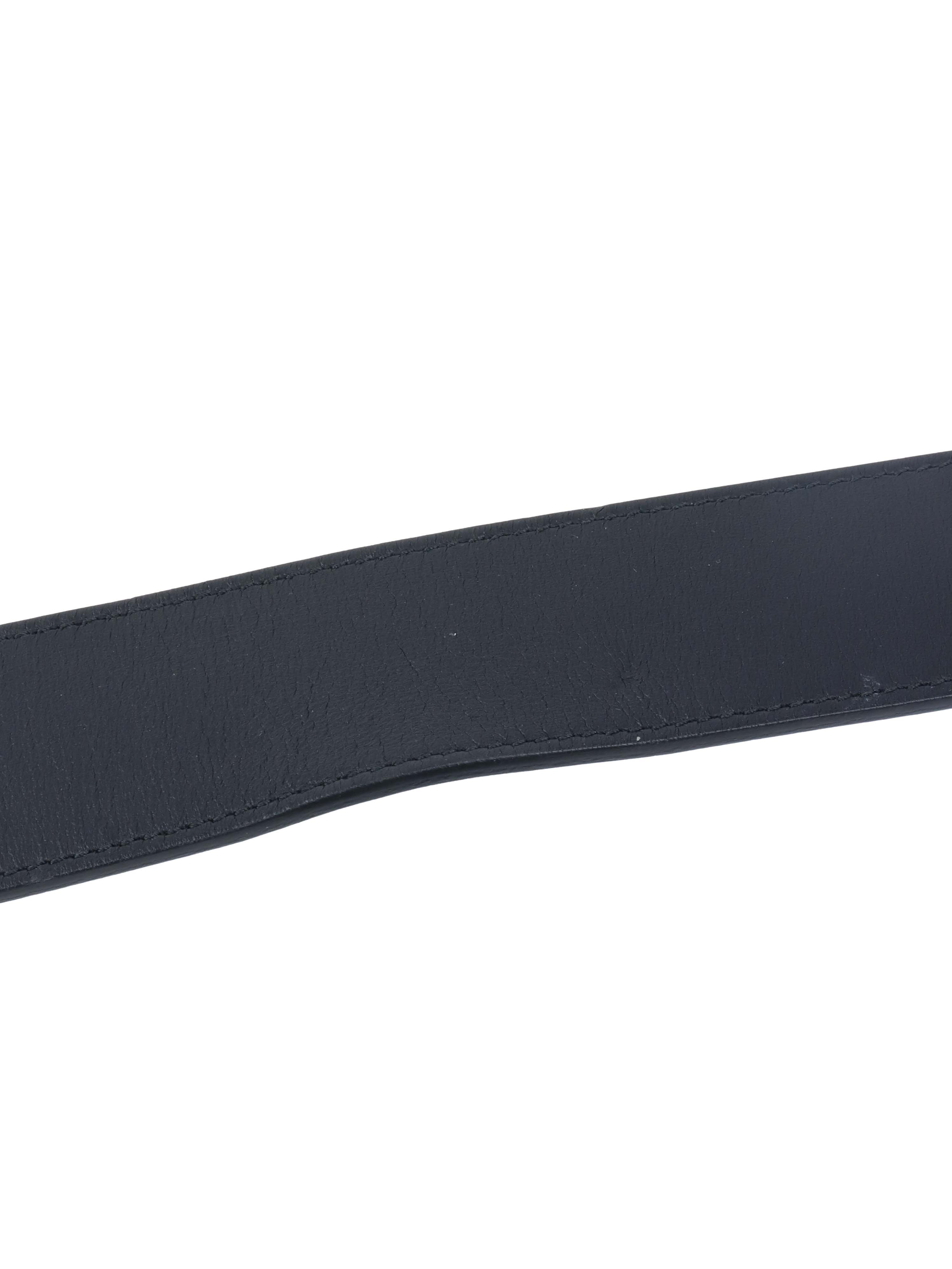 Gucci Black Wide Leather Belt with Pearled GG. 80cm.