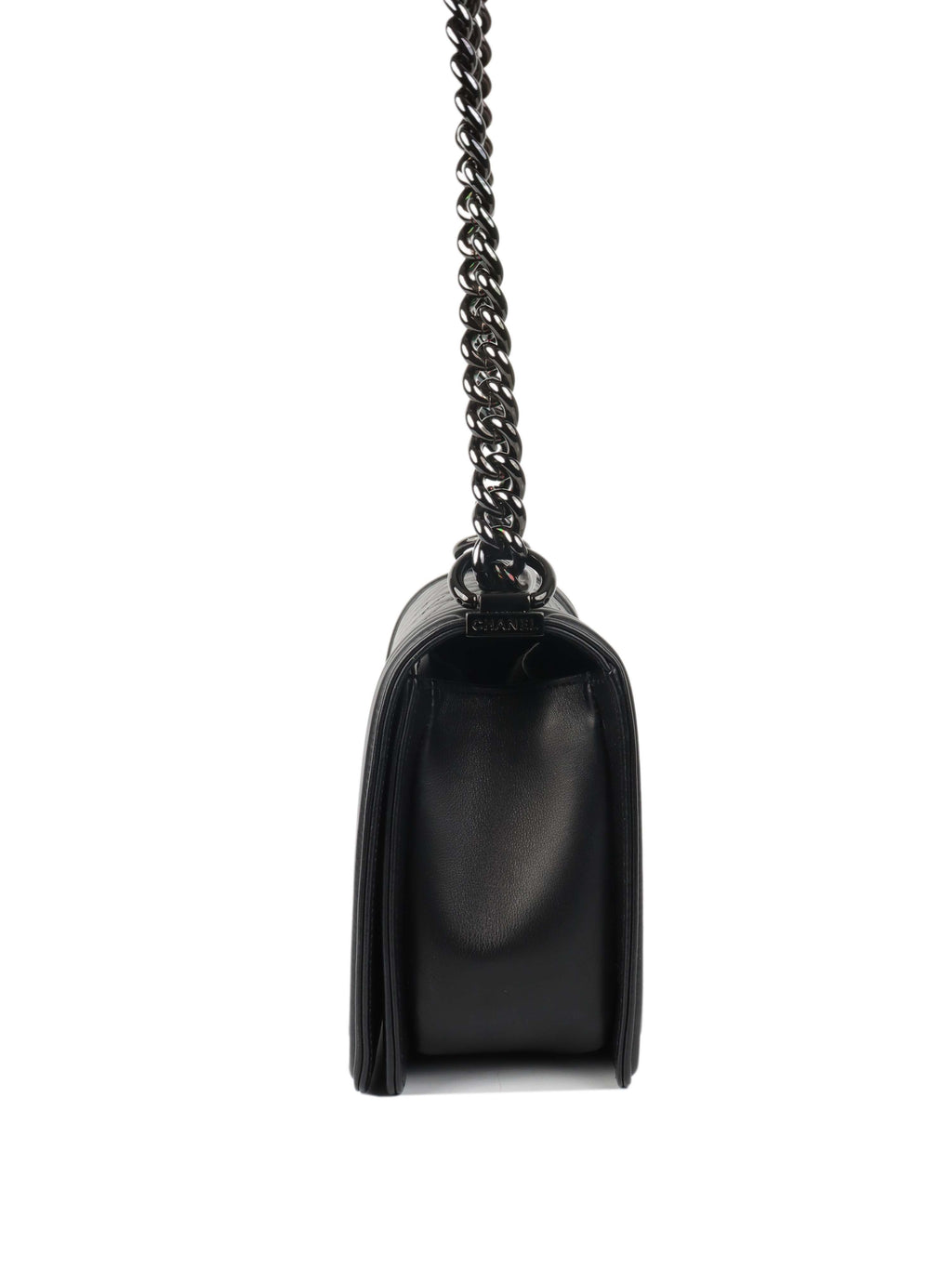 Chanel So Black Medium Lambskin Boy Bag.