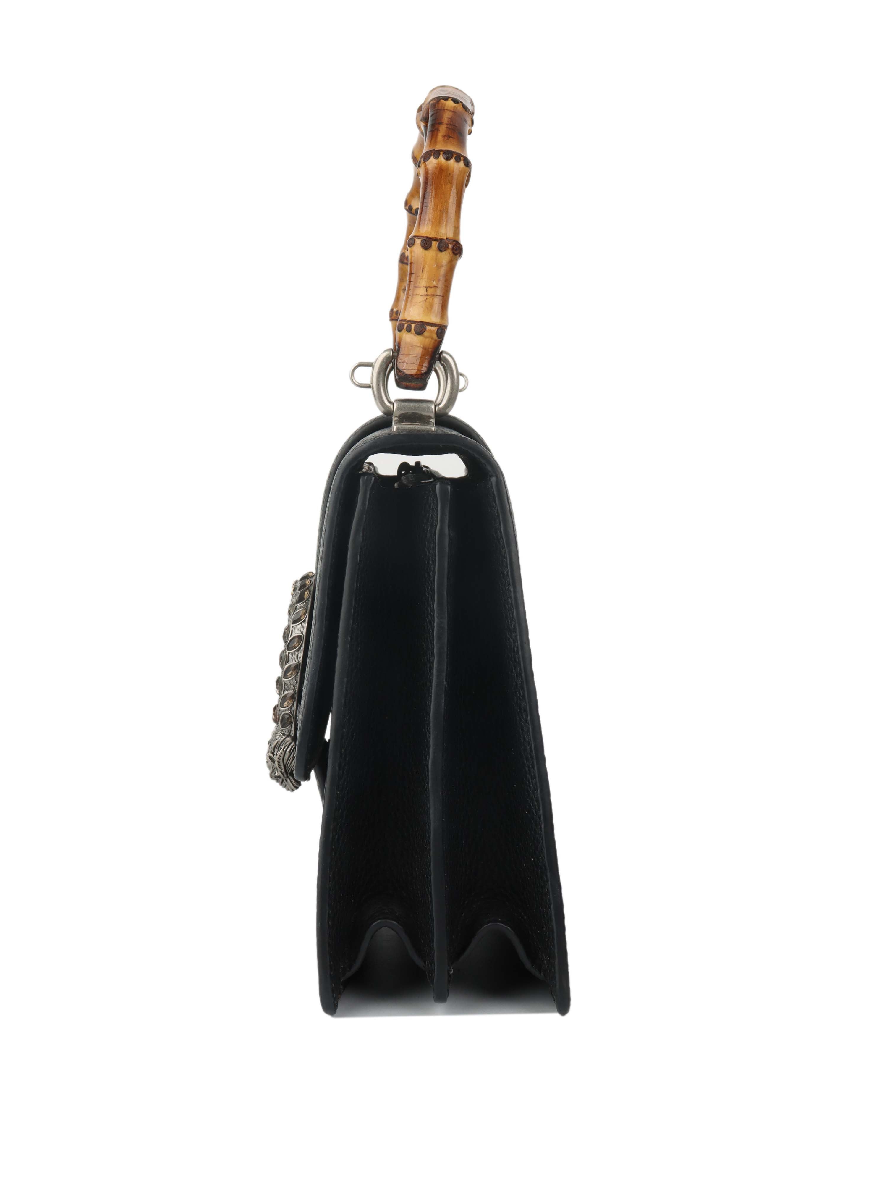 Gucci Black Dionysus bag with bamboo handle.