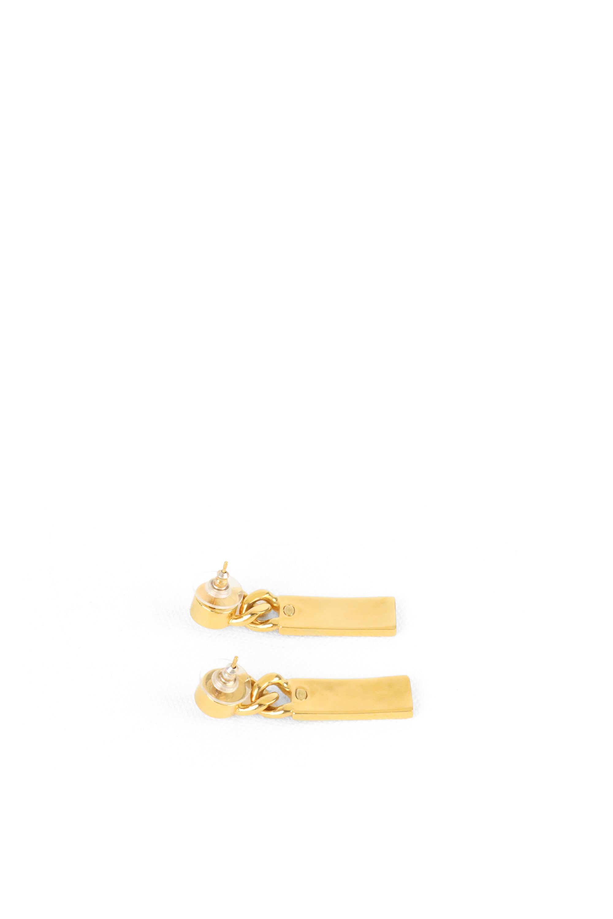 Chanel Strass Logo Tag Drop Earring