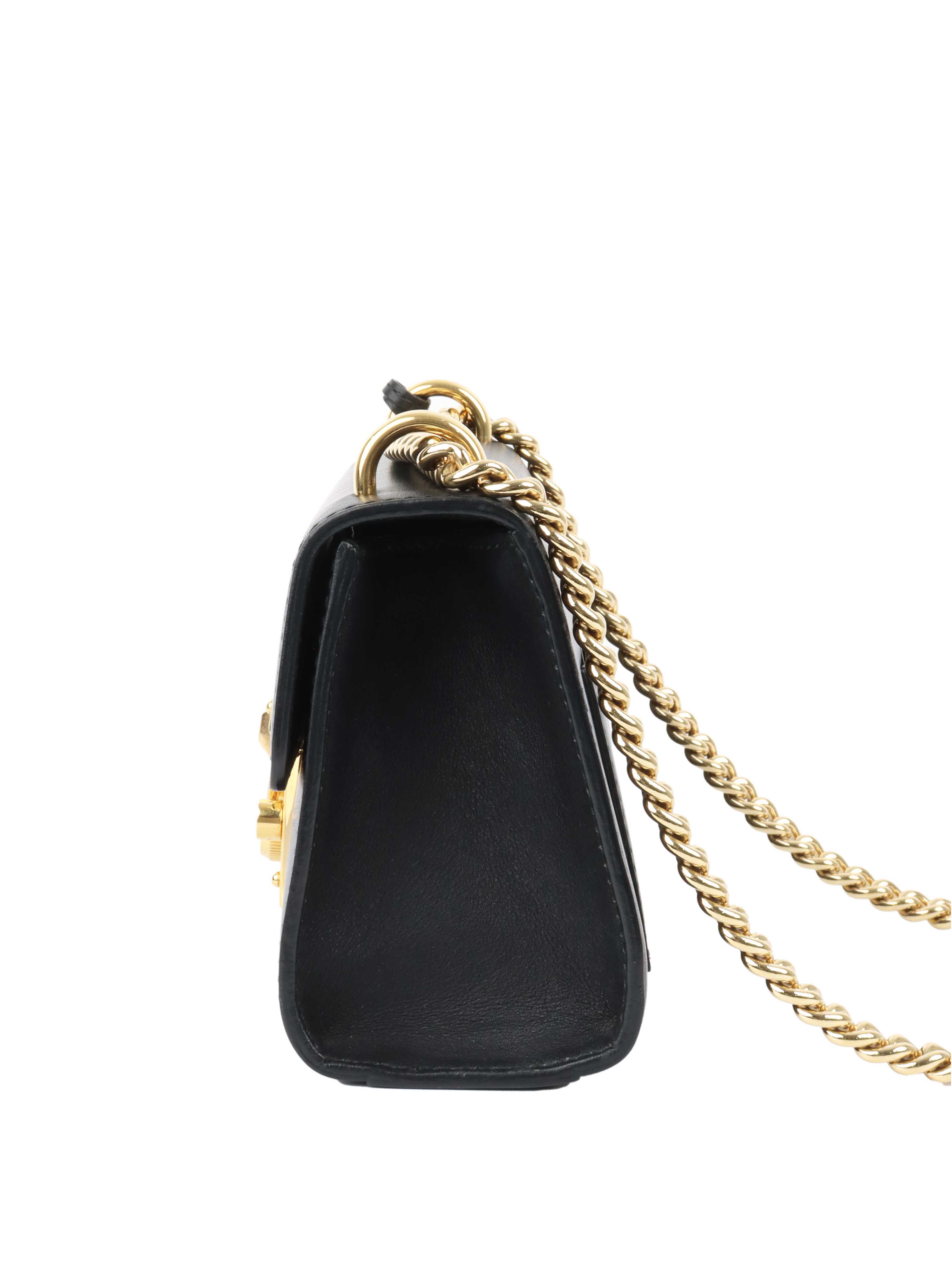 Gucci Black Padlock Chain Shoulder Bag.