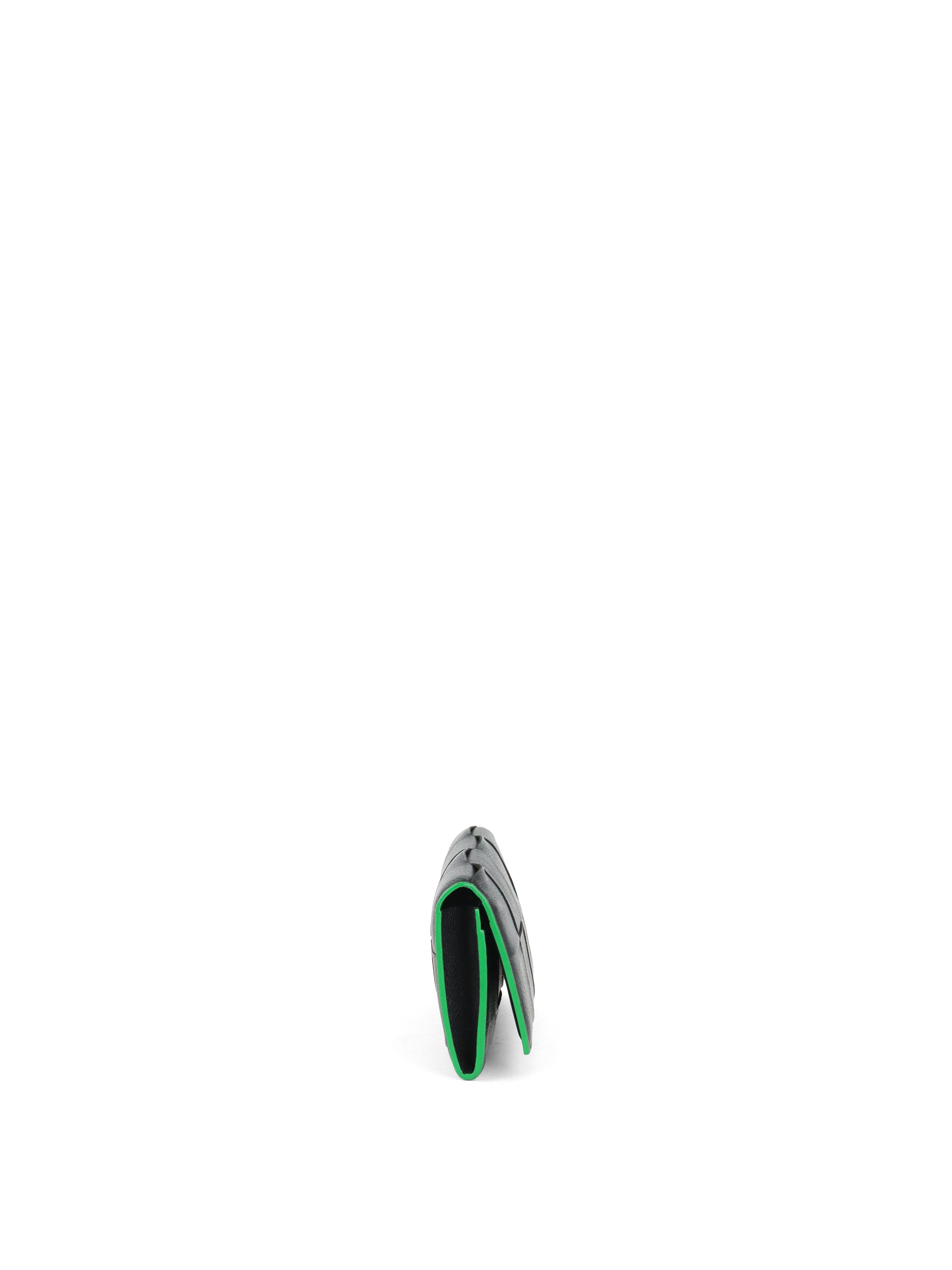 Bottega Veneta Black & Green Long Flap Cassette Wallet