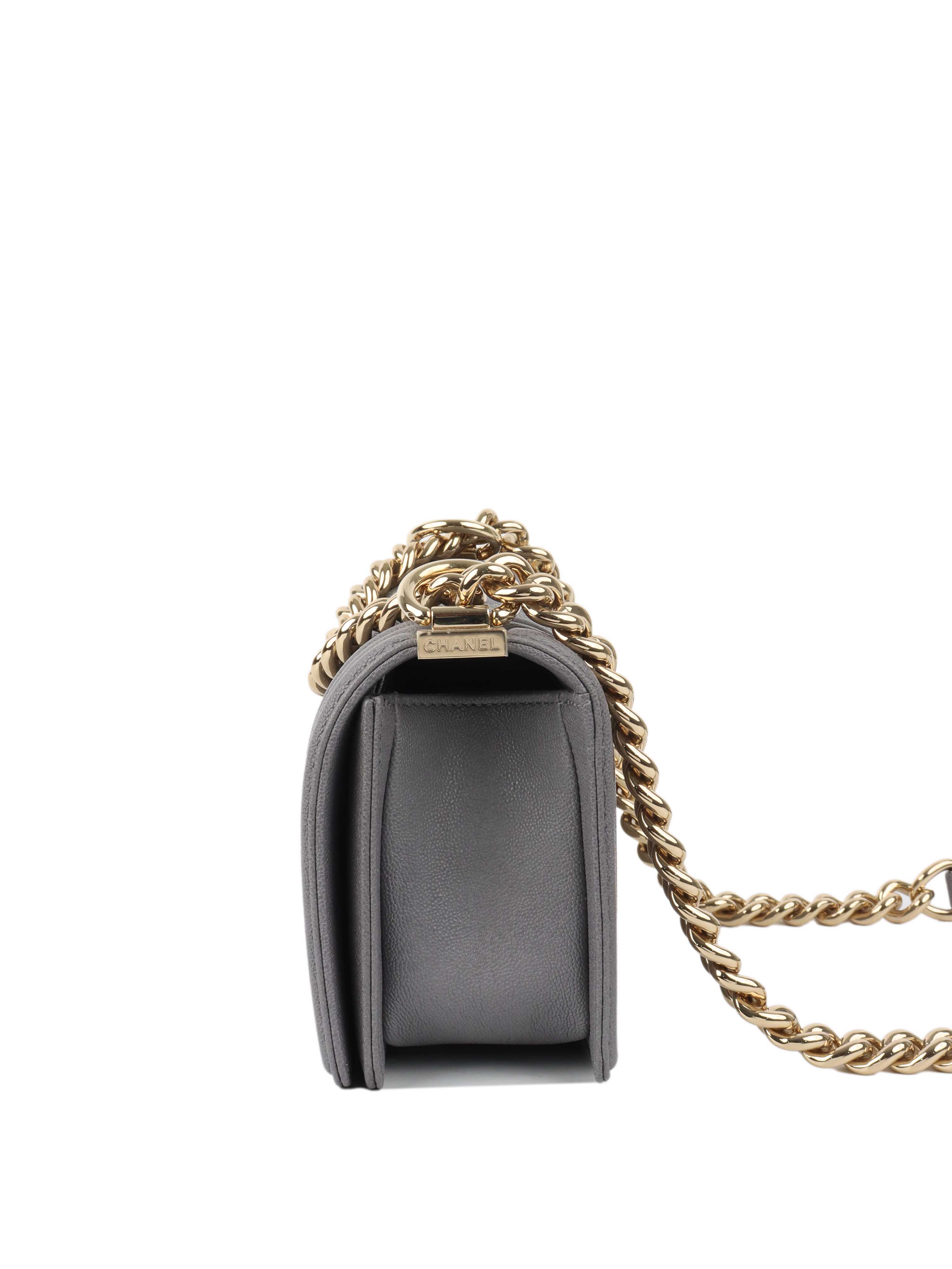 Chanel Small Caviar Grey Boy Bag LGHW