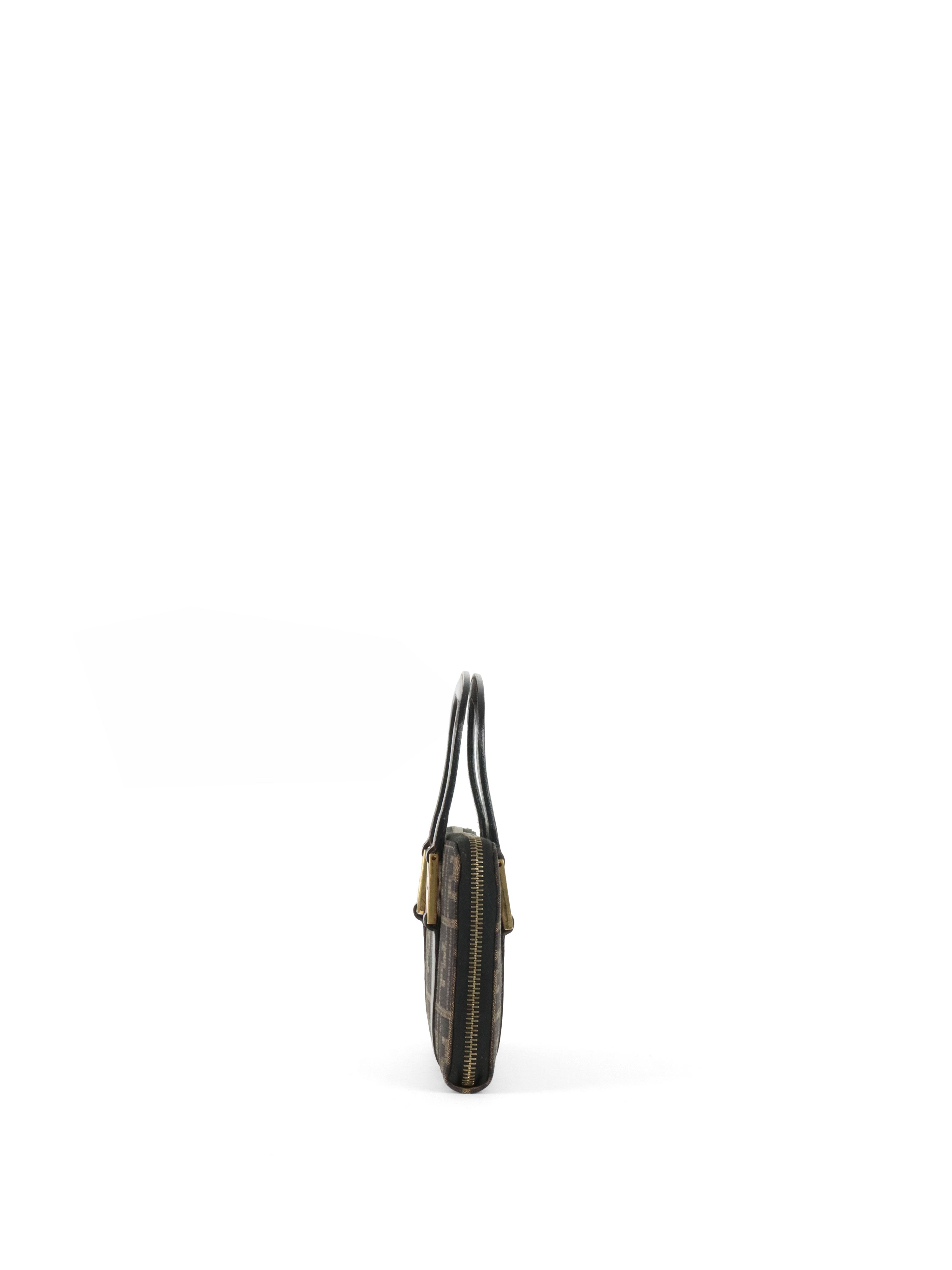 Fendi Vintage Zucca Canvas Top Handle Wallet Bag