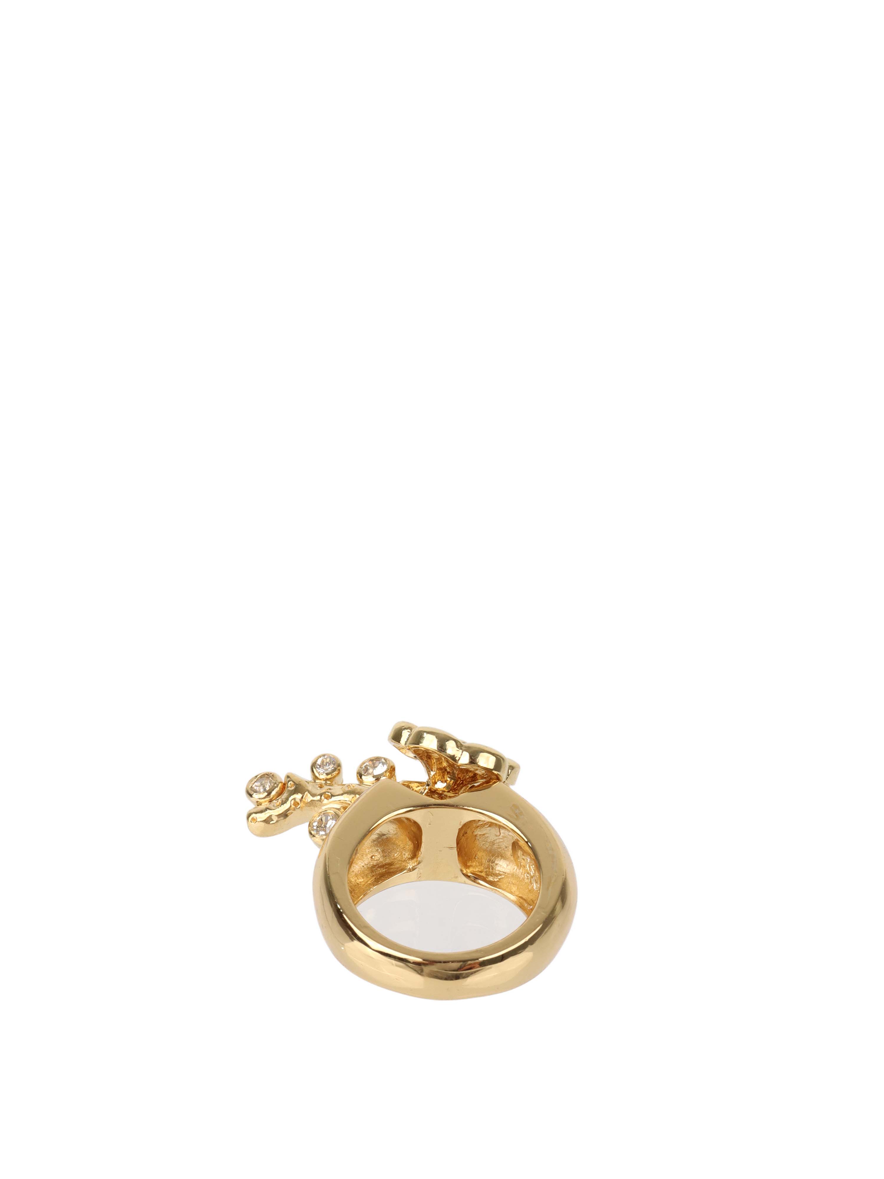Versace Gold-tone Flower and Leaves Ring