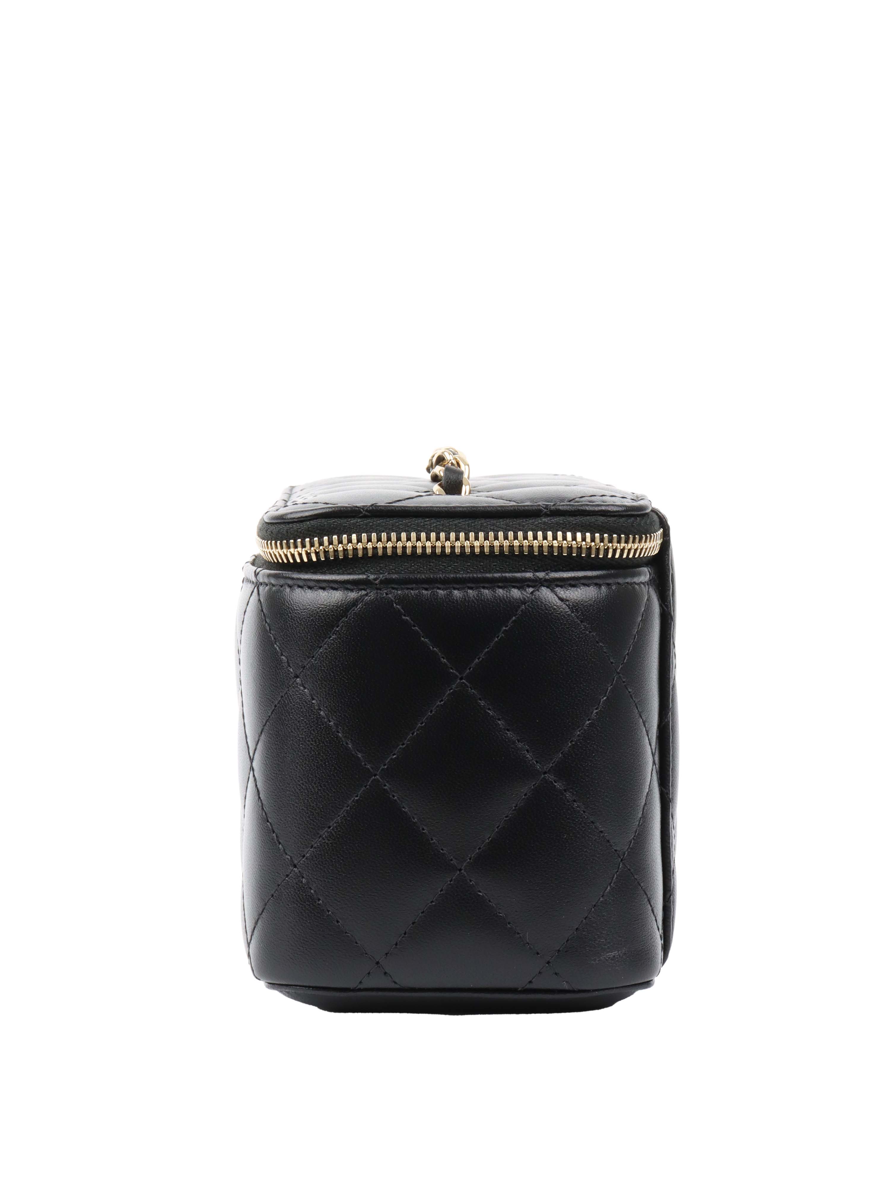 Chanel Black Lambskin Vanity Bag.