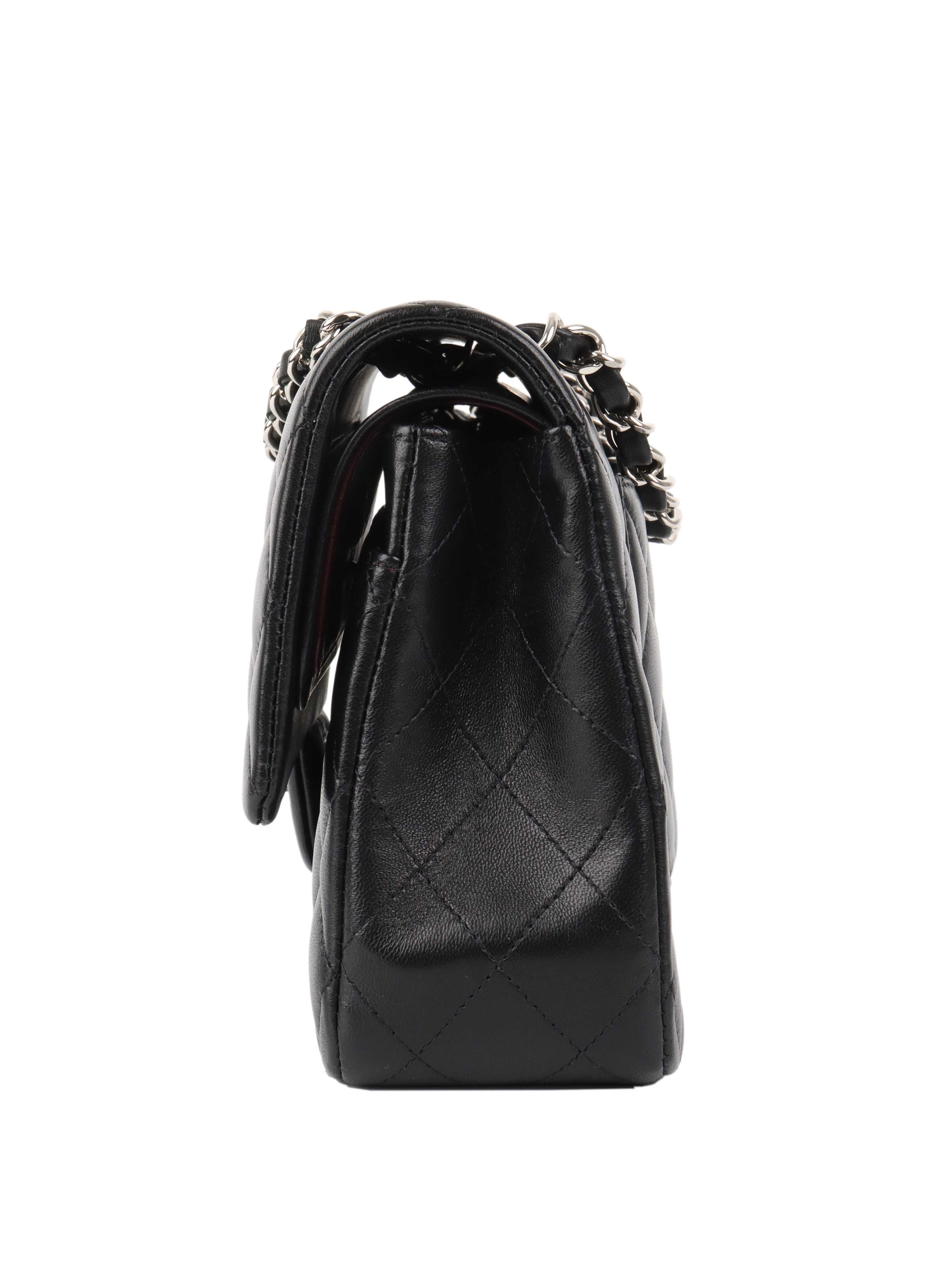 Chanel Black Medium Lambskin Classic Flap SHW.