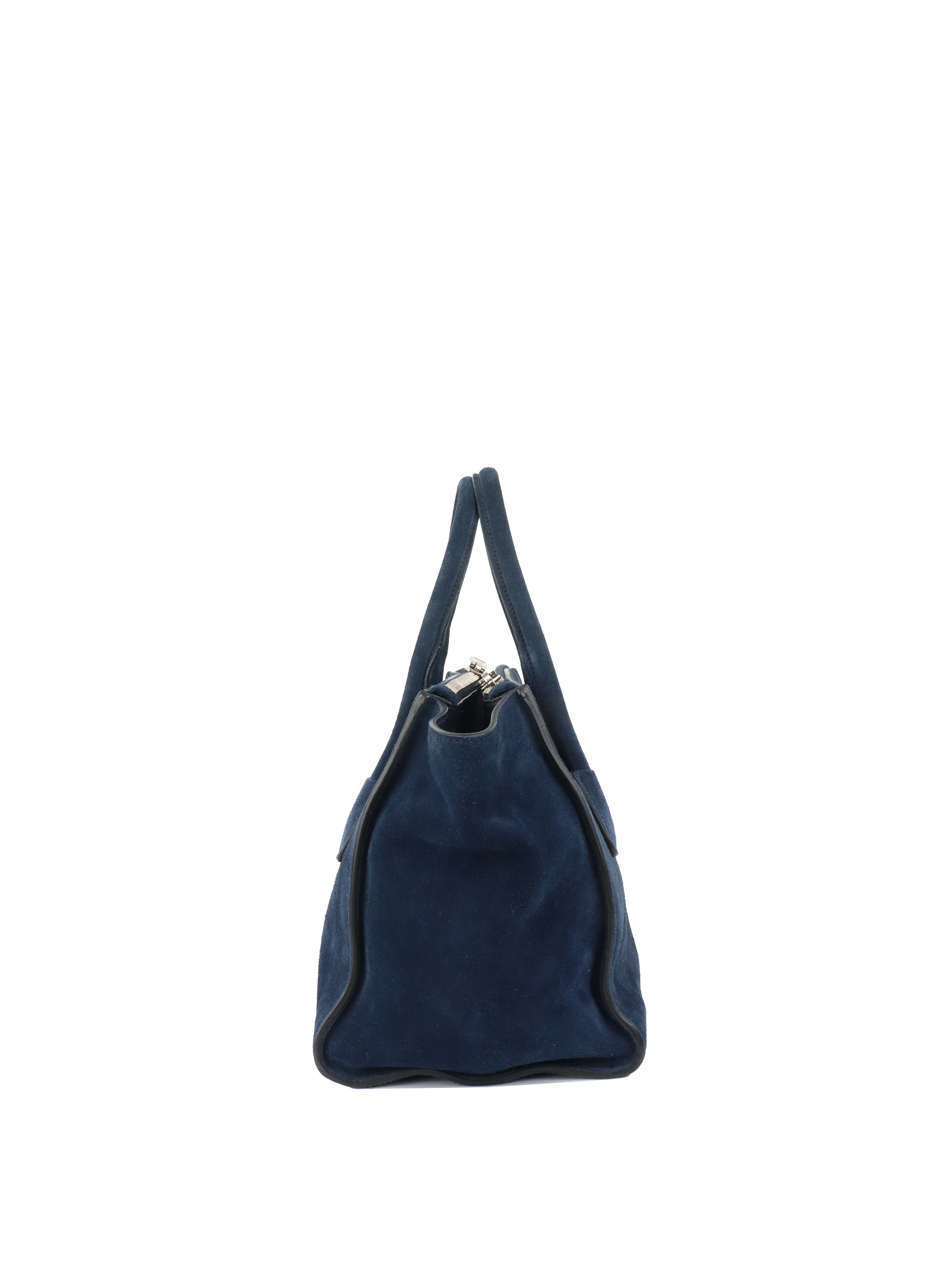 Prada Royal Blue Suede Double Zipped Shoulder Bag