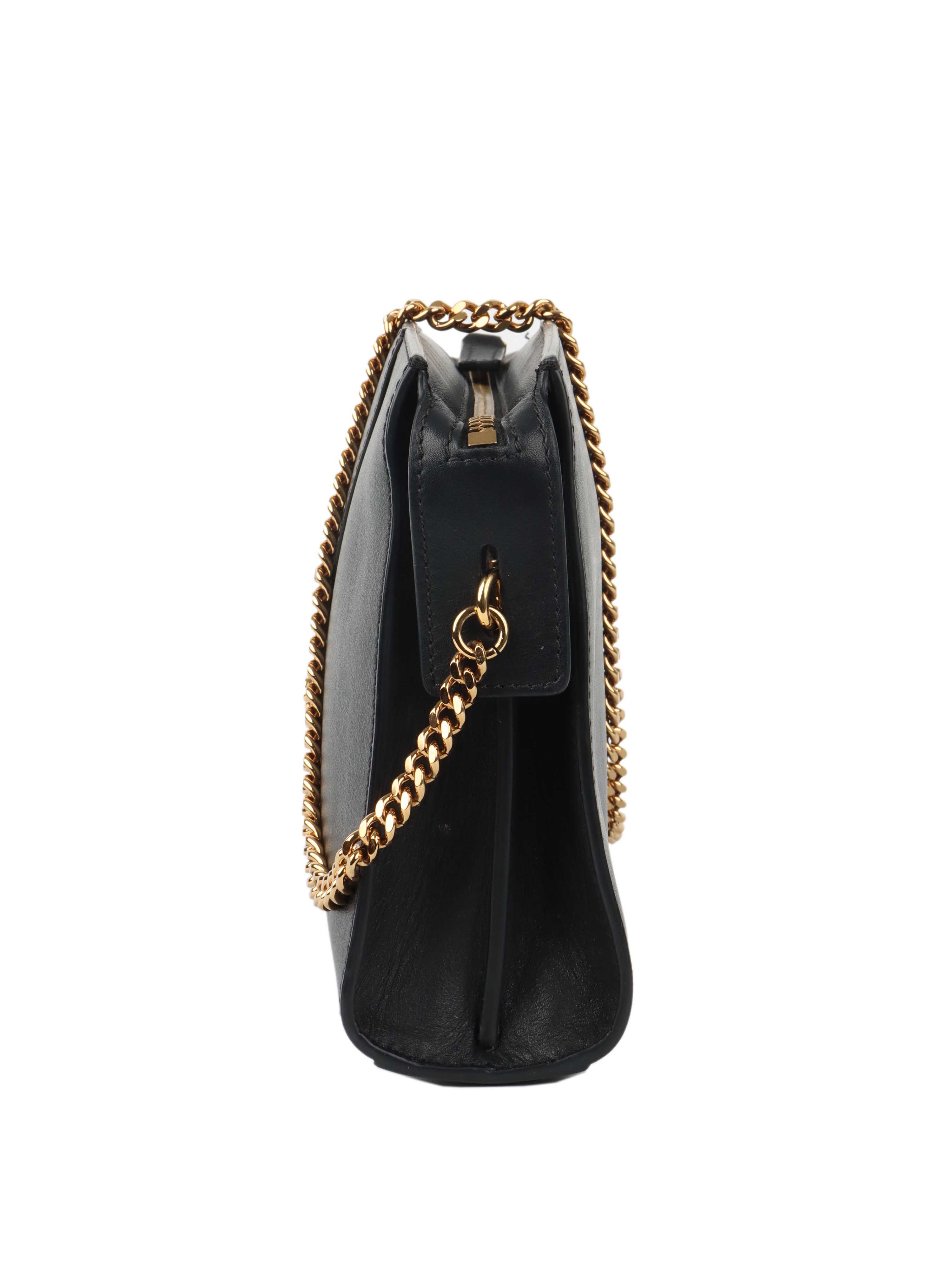 Versace Black Virtus Chain Shoulder Bag.