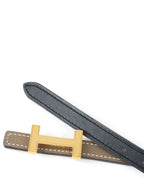 Hermes Noir/Etoupe Mini Reversible Belt 13mm