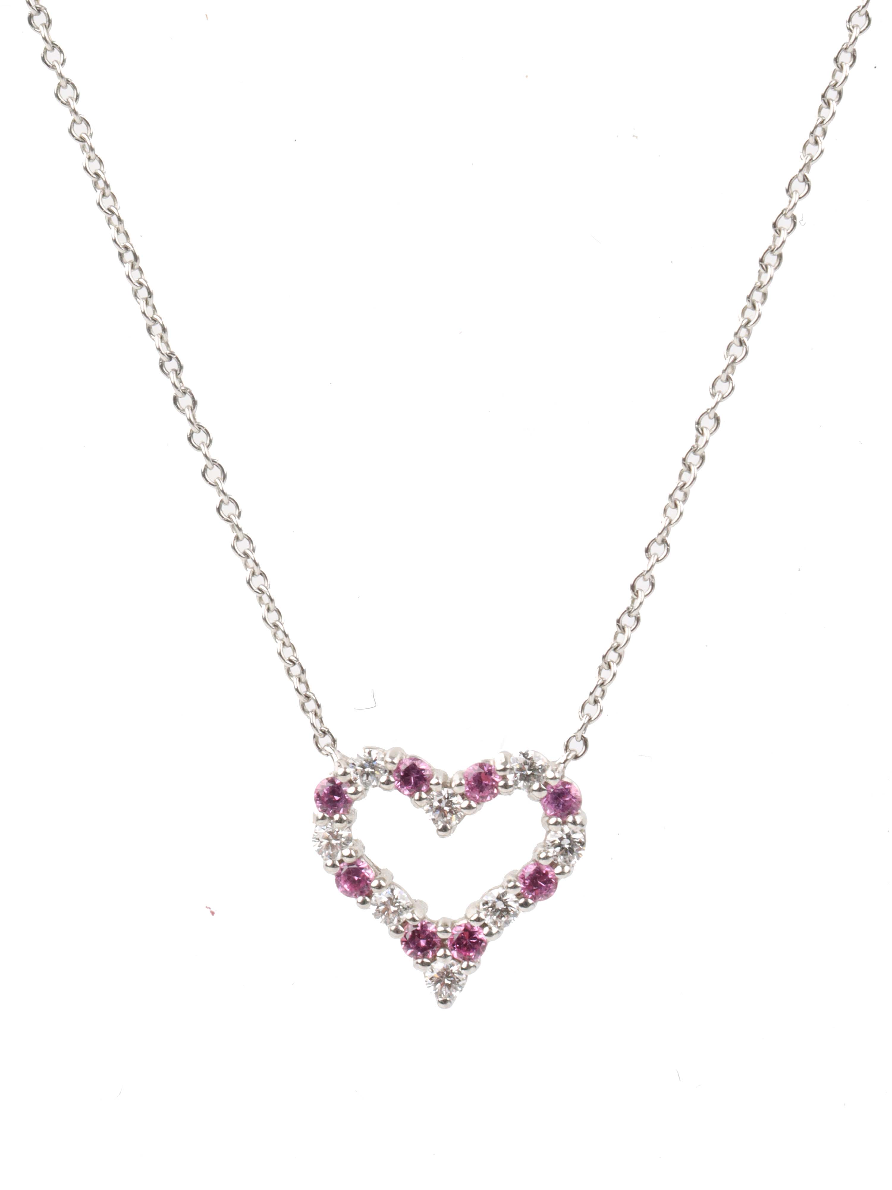 Tiffany & Co Heart Necklace in Pink Sapphires/ White Diamonds
