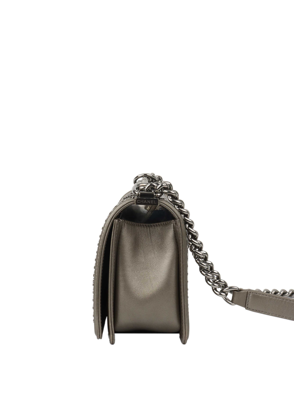 Chanel Medium Chevron Metallic Crumpled Calfskin Boy Bag.