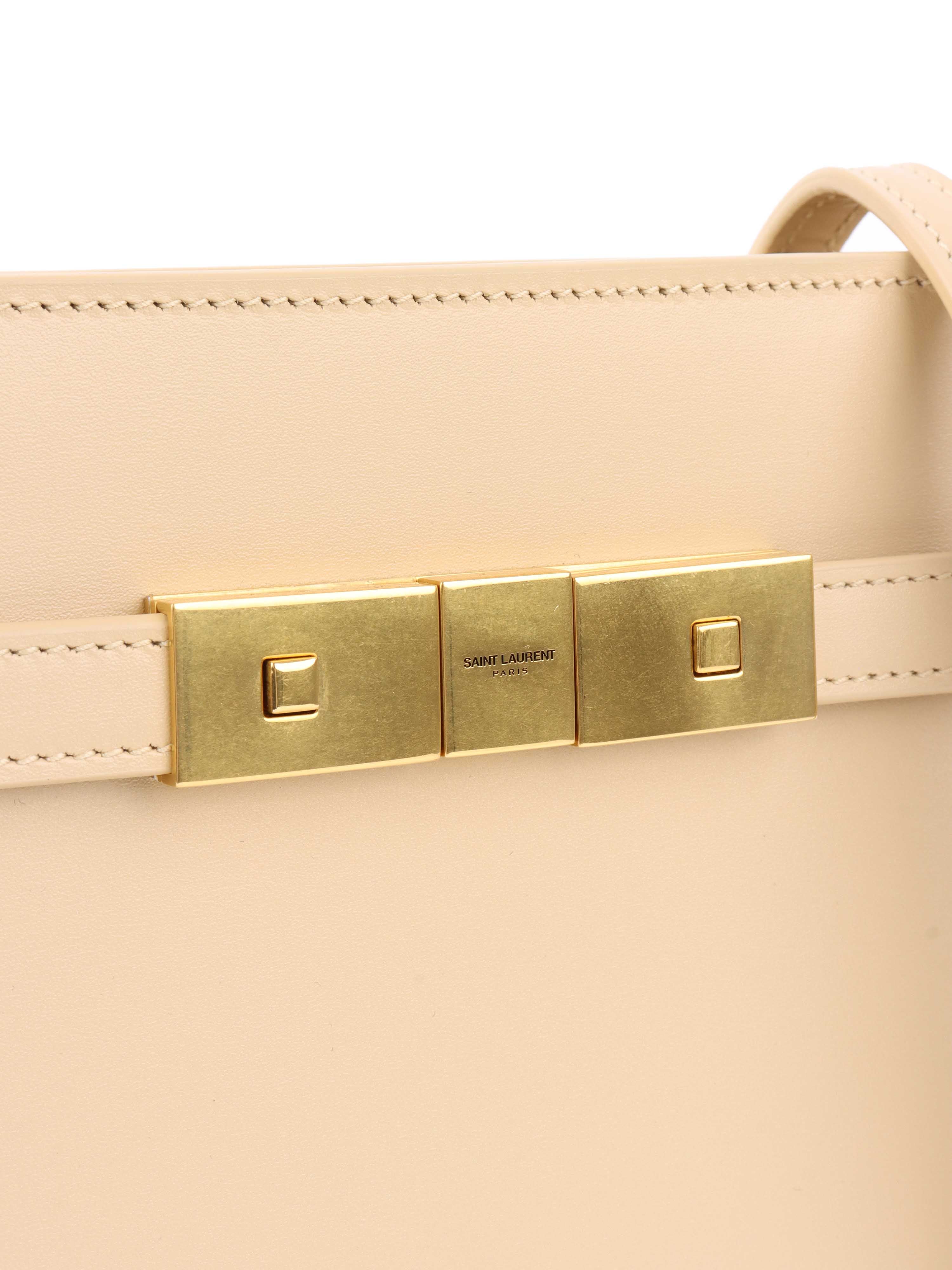 Saint Laurent Beige Manhattan Zip Chain Bag.