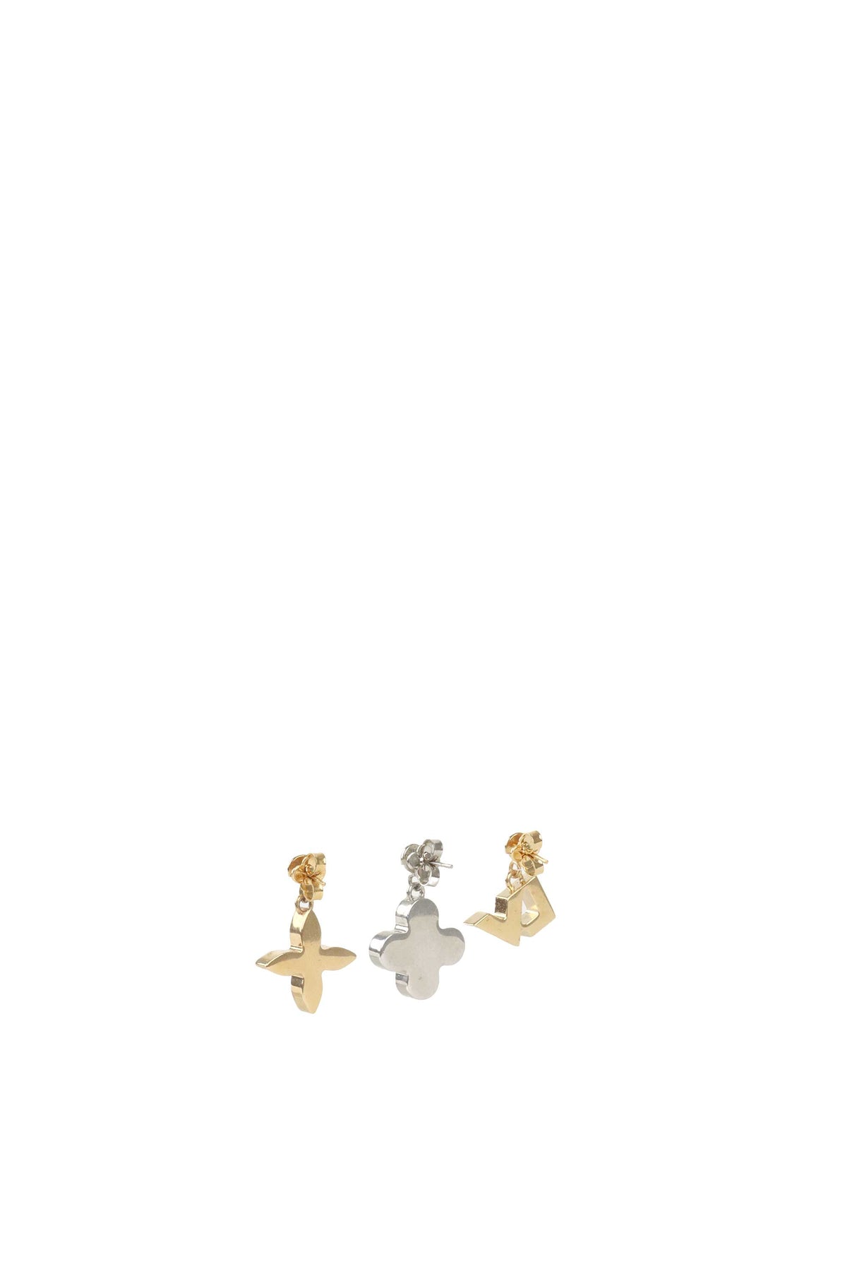 Louis Vuitton Love Letters Crystals Two Tone Metal Set of 3 Earrings