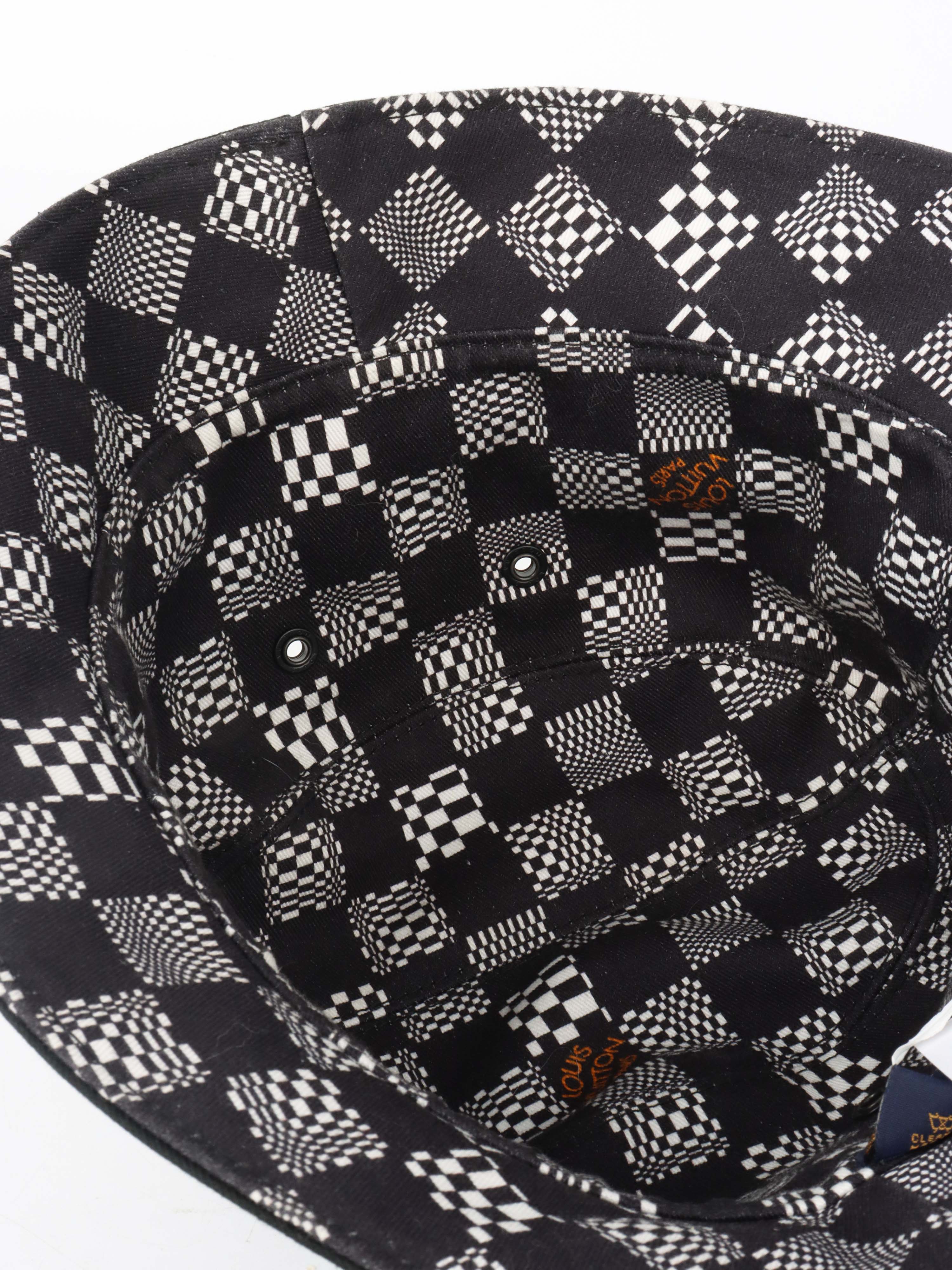Louis Vuitton Black & White Distorted Damier Reversible Bucket Hat