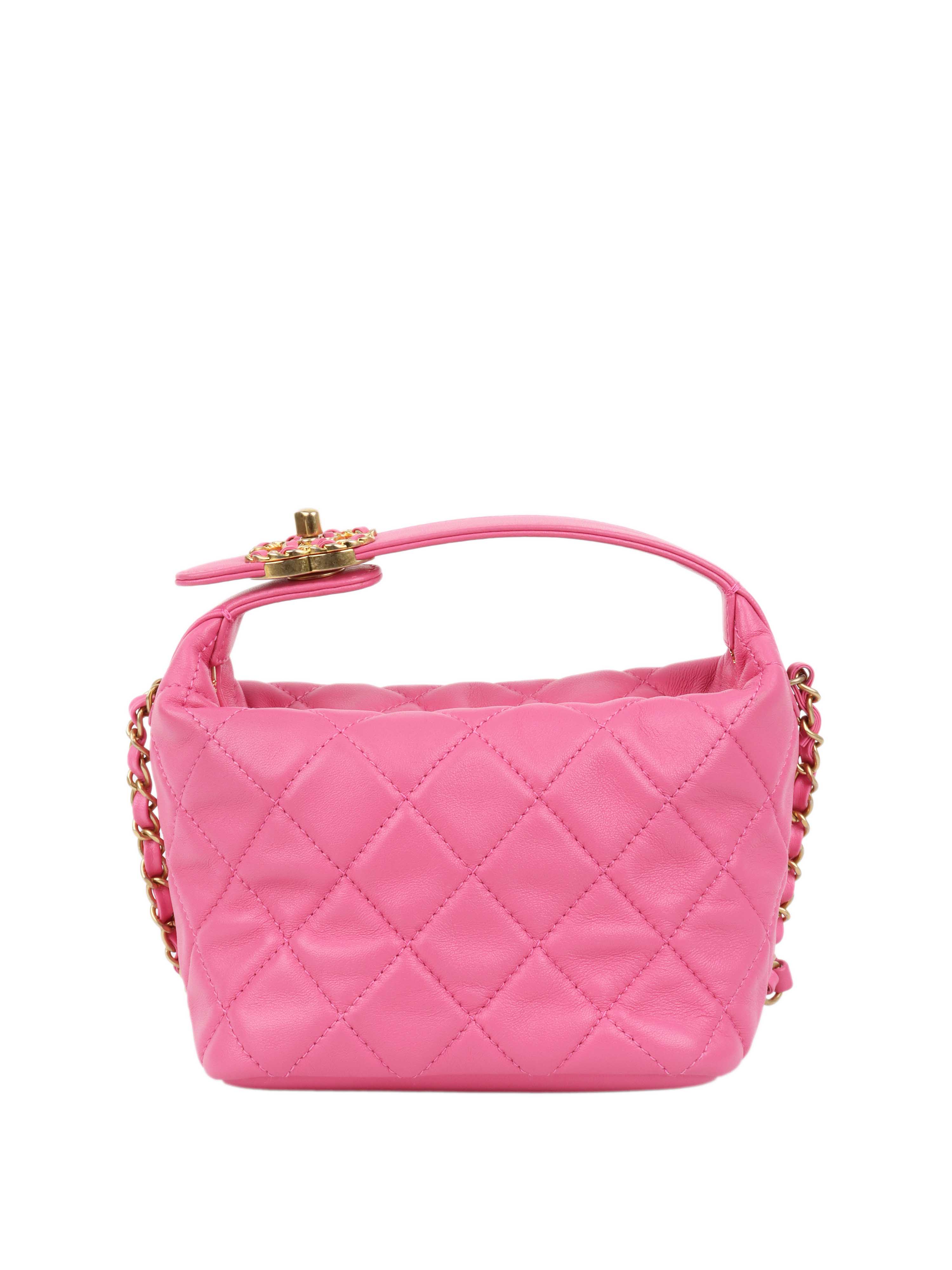 Chanel 20S Small Quilted Hobo bag Lambskin Pink GHW.