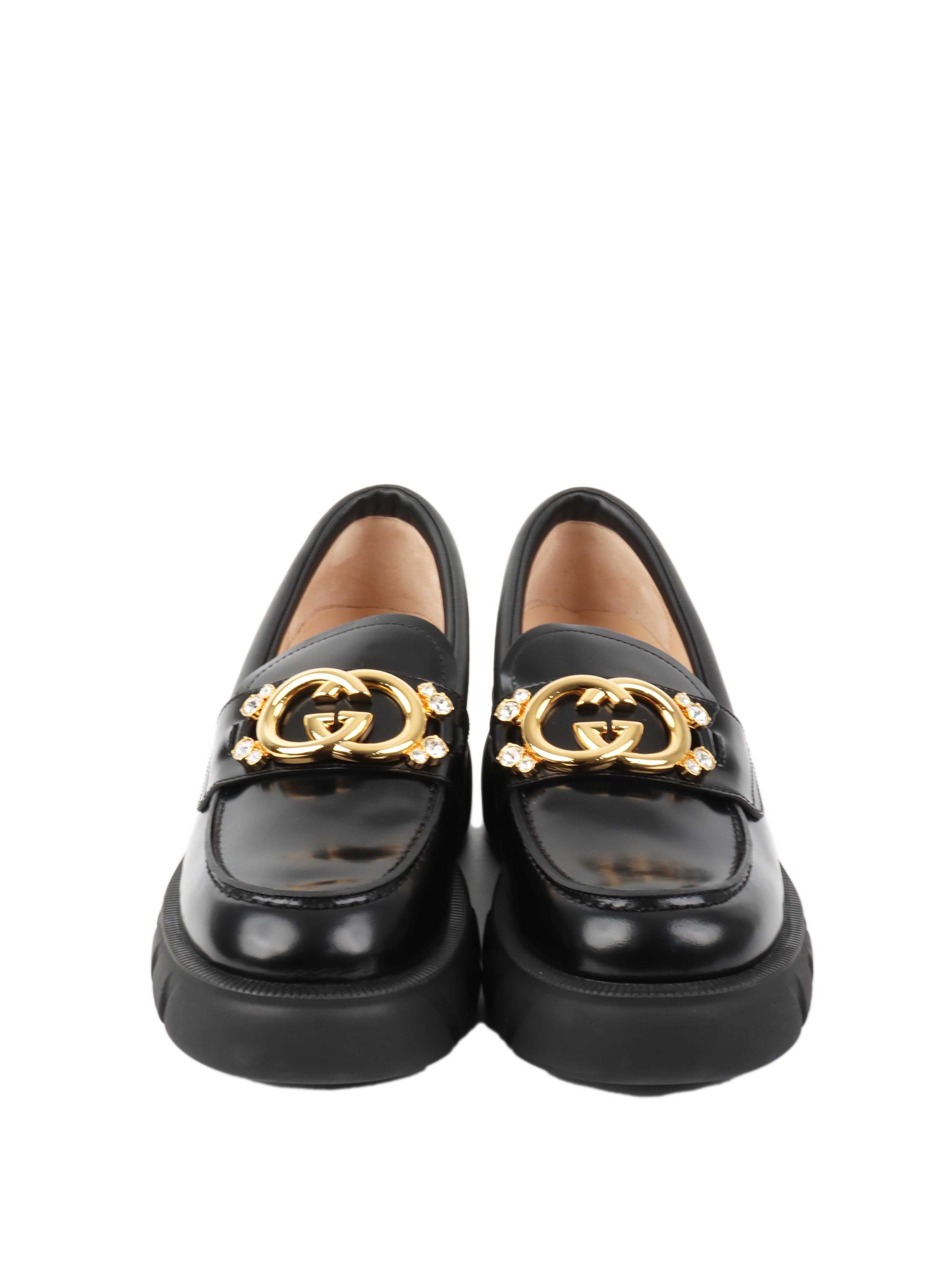 Gucci Interlocking GG & Diamonte Loafers.