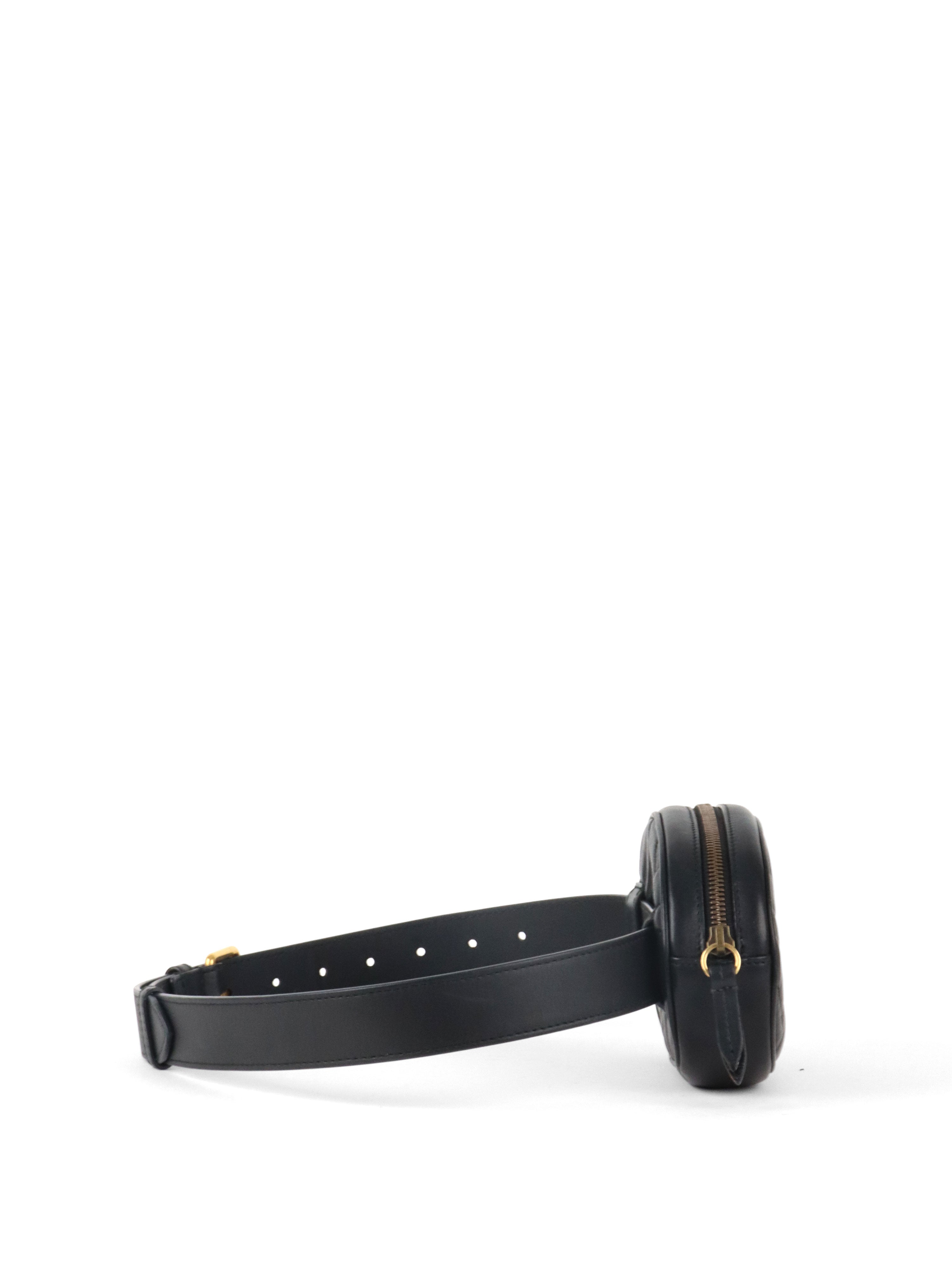Gucci Black GG Marmont Matelasse Leather Belt Bag.