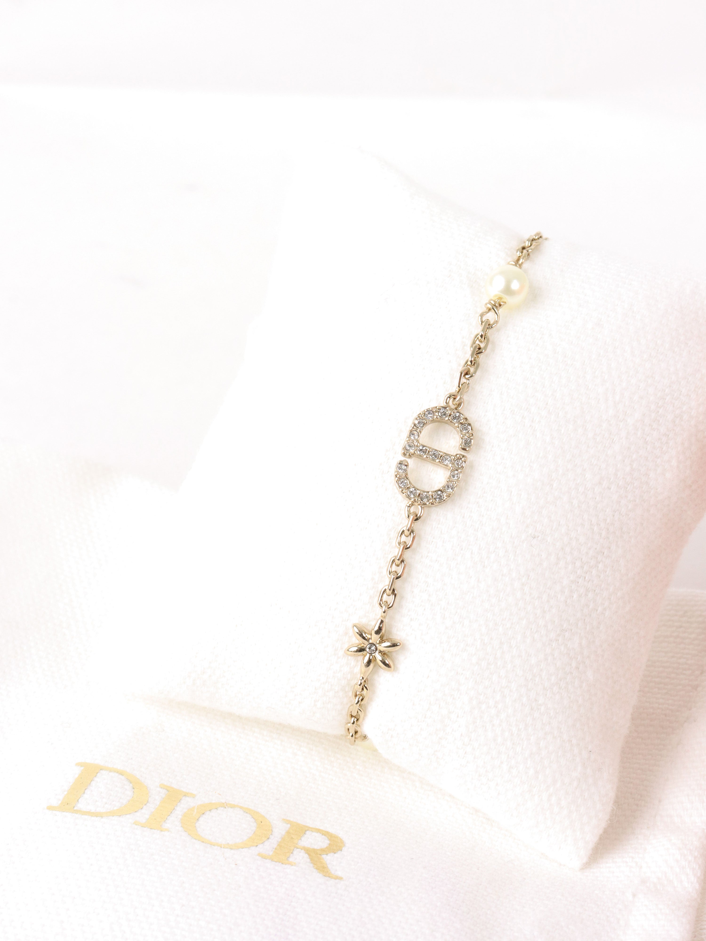 Dior Petit CD Bracelet With White Resin Pearl and Crystal.