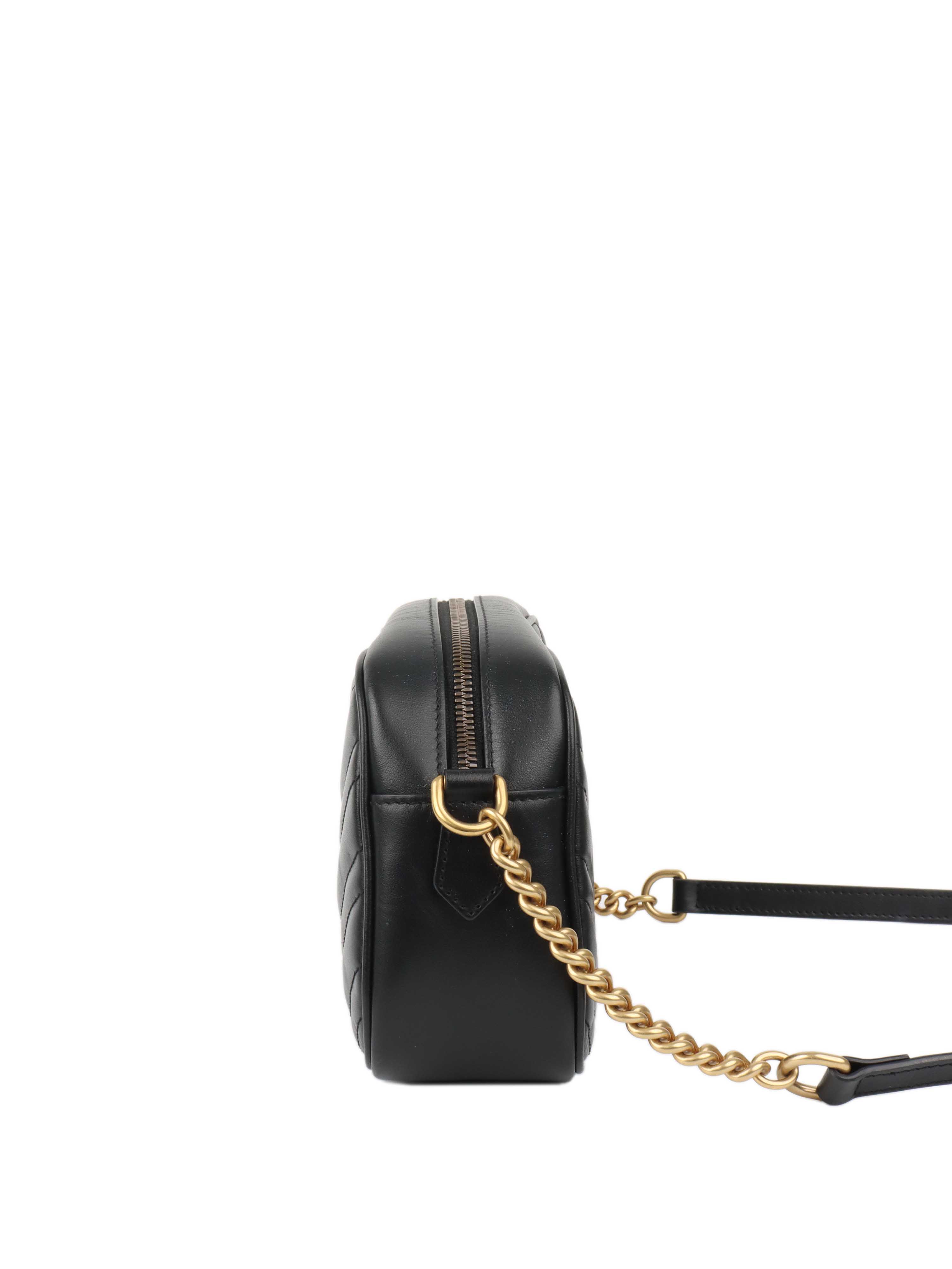 Gucci Small Black Marmont Camera Bag.